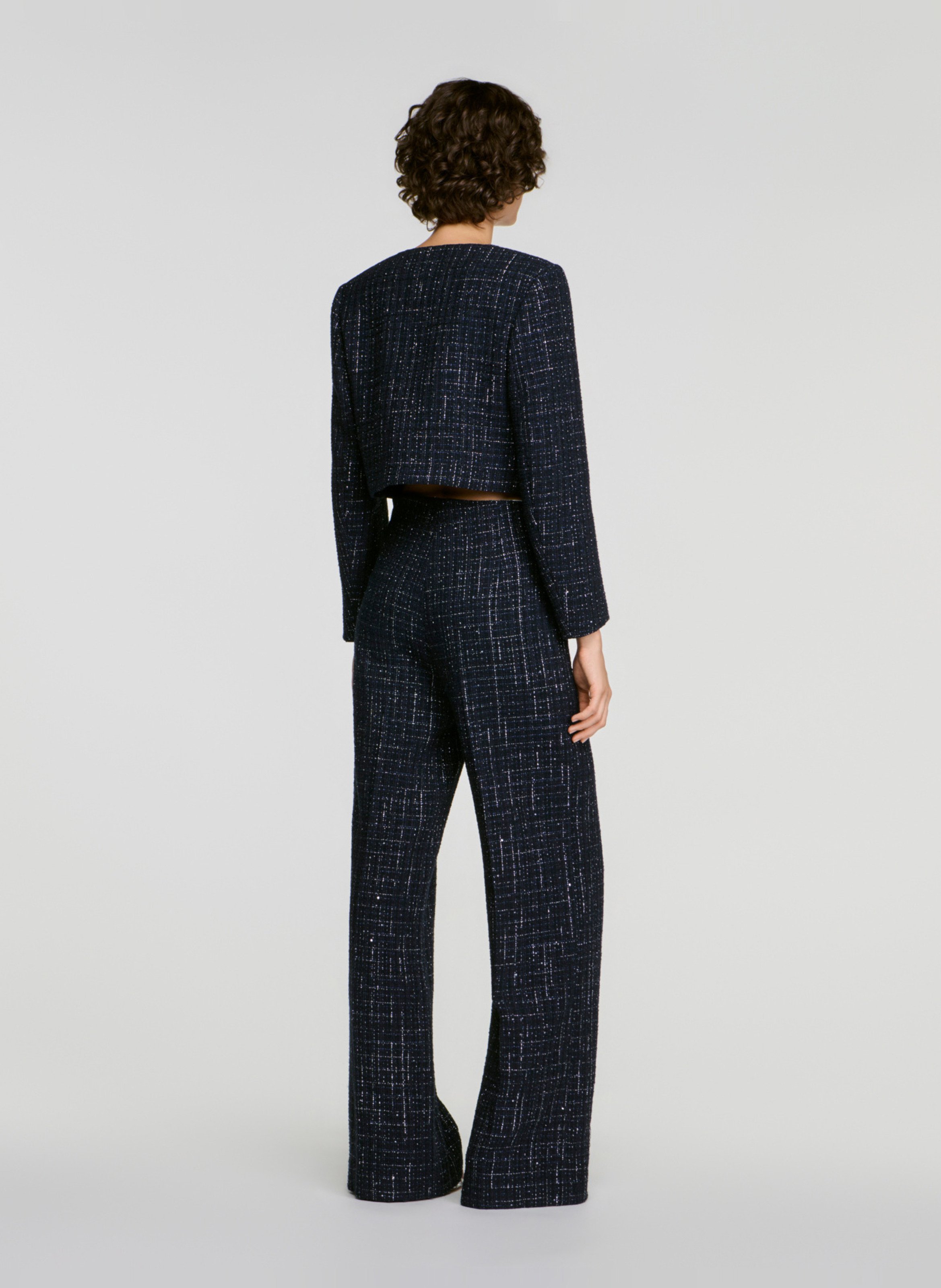 Veste courte ajustée en coton mélangé SANDRO Bleu