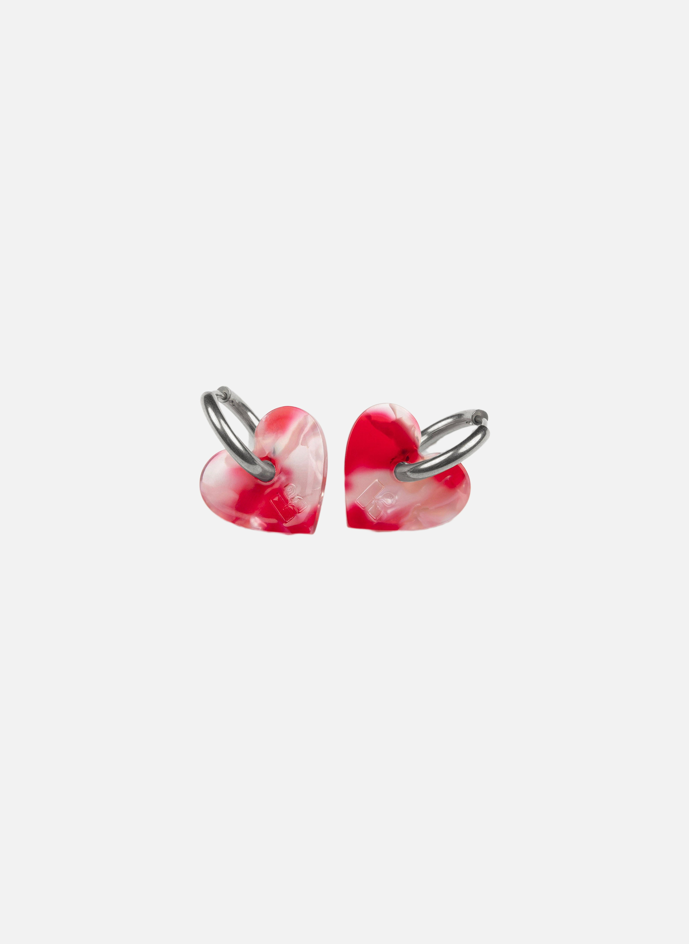 Boucles d'oreilles lova lova avec anneaux en acier inoxydable argenté  Rouge