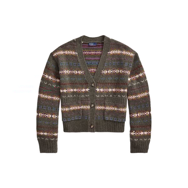 Cardigan rayé en laine et cachemire