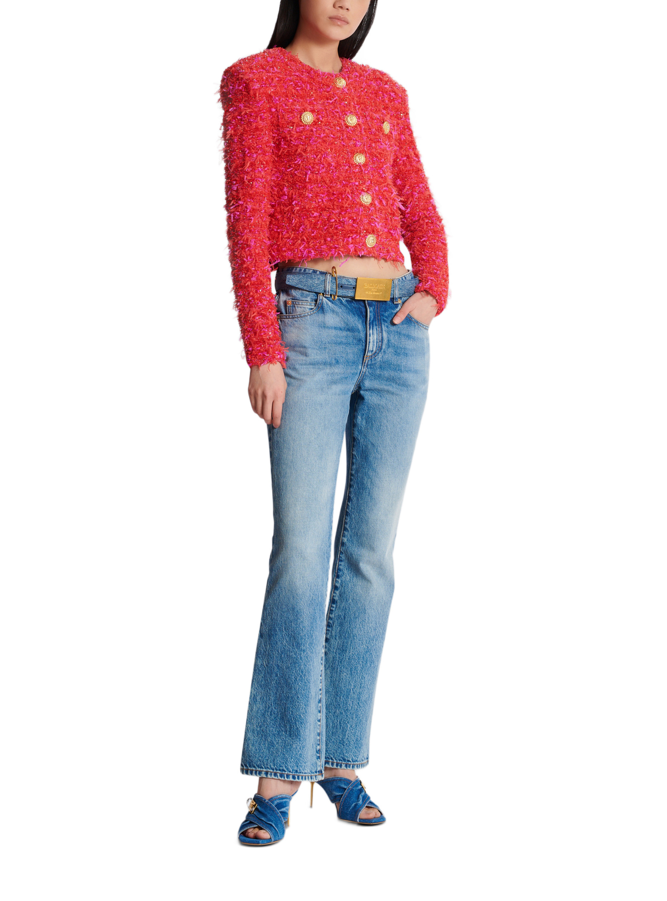 Veste courte en tweed BALMAIN Rouge