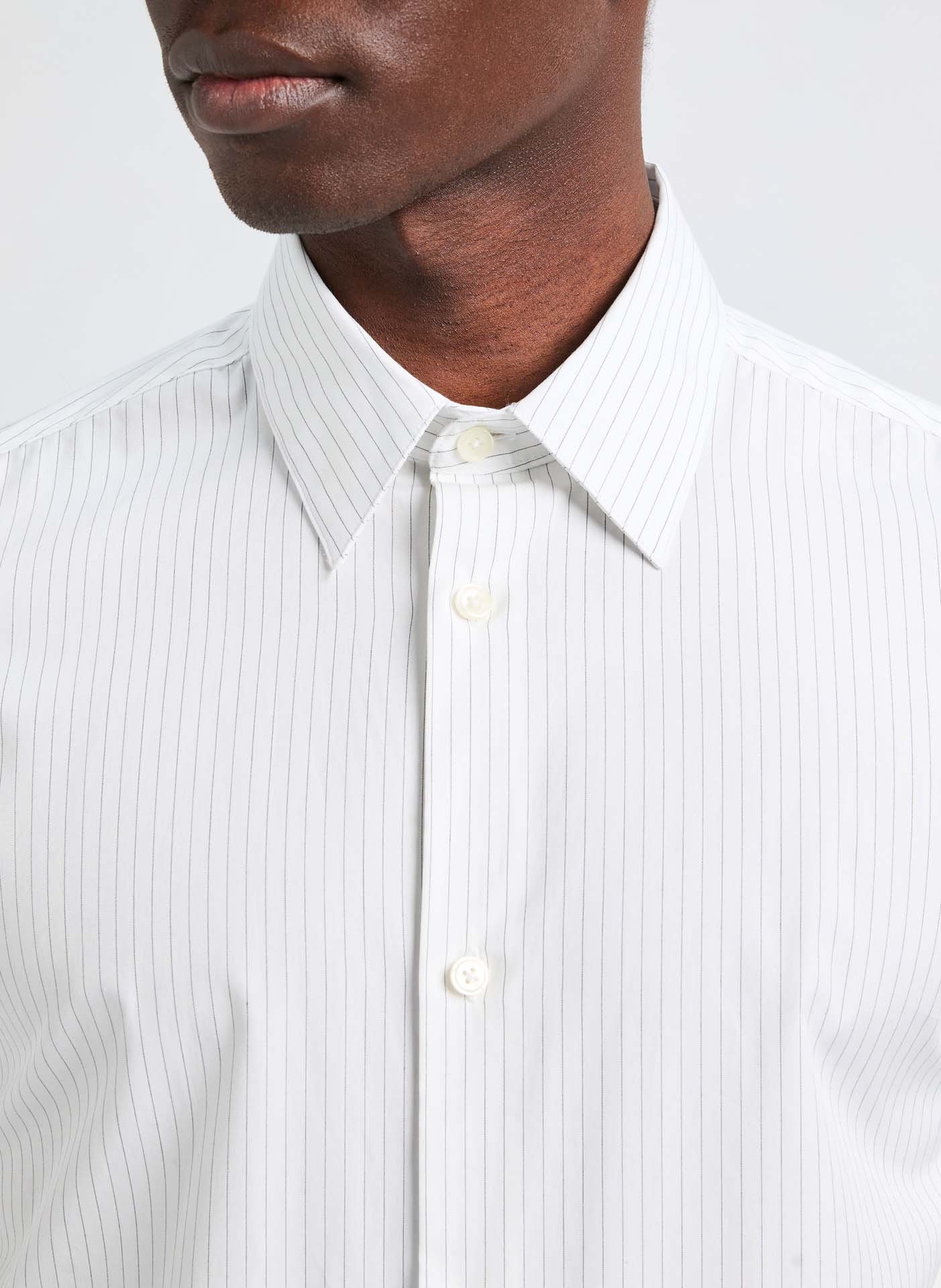 Striped slim fit shirt in poplin Fayure White