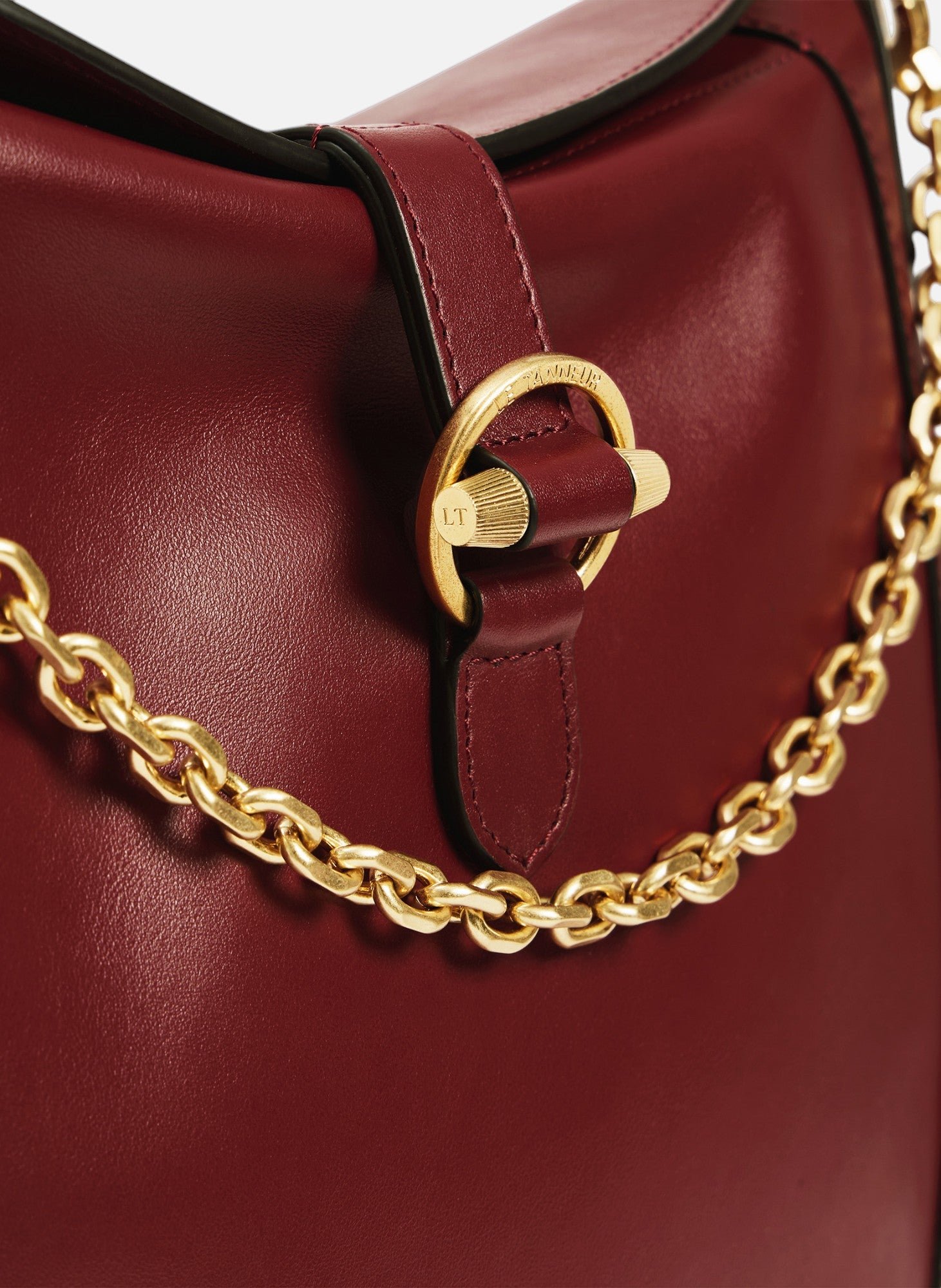 Grand sac bandoulière pia en cuir lisse LE TANNEUR Rouge