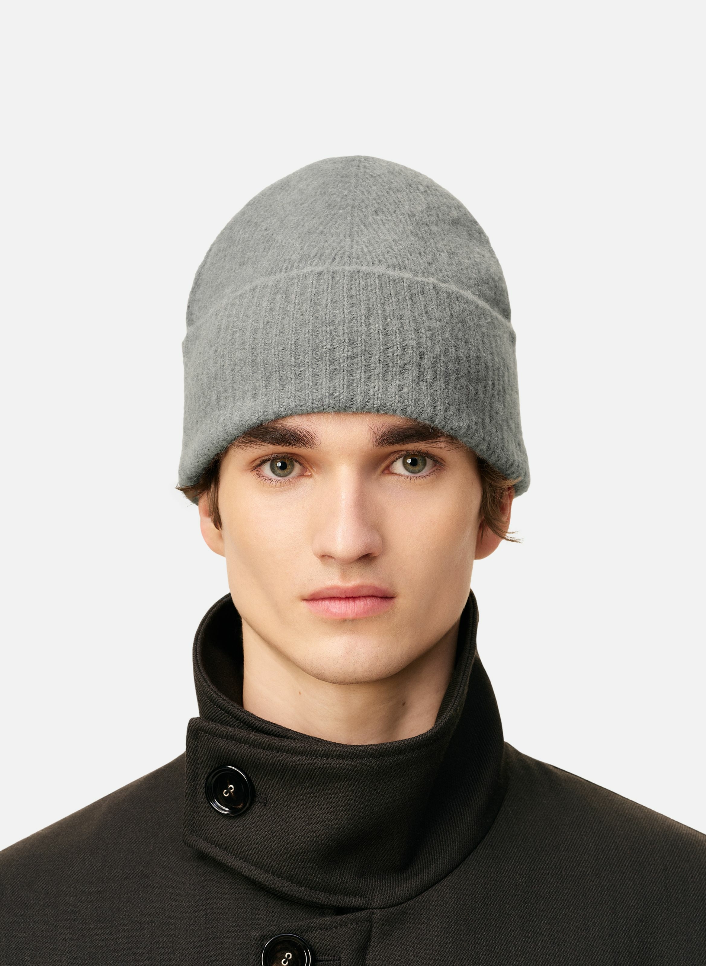 Bonnet ami de coeur en alpaga rayé unisexe AMI PARIS Gris