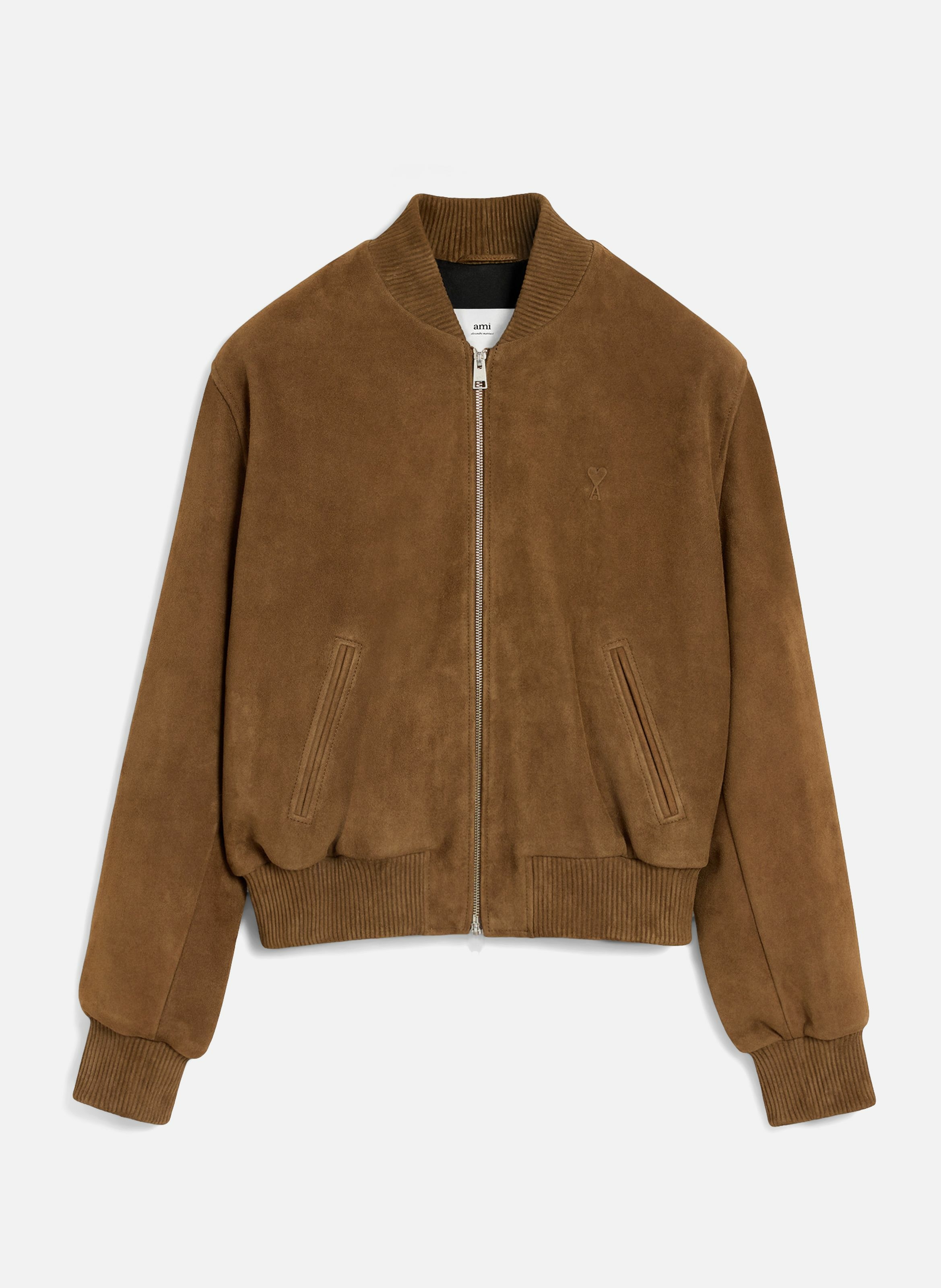 Veste  zippée en cuir AMI PARIS Marron