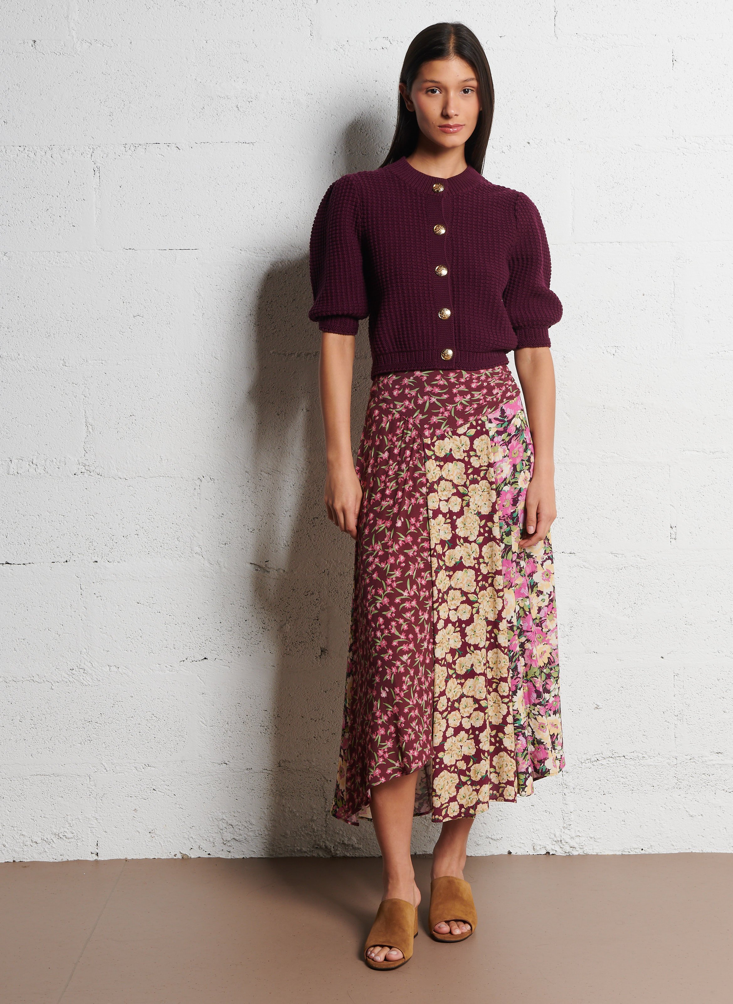 Gilet droit en coton mélangé garance BA&SH Violet