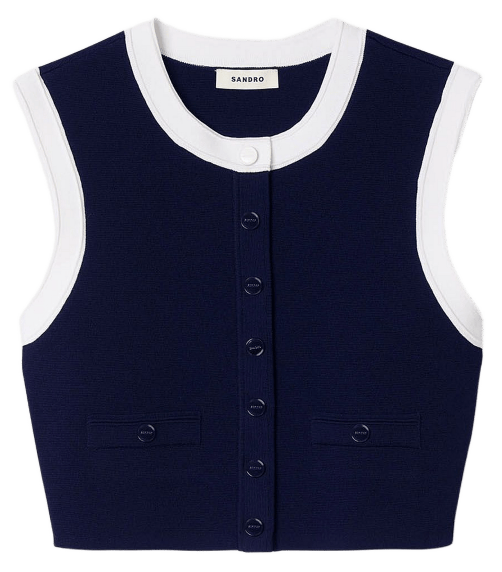 Crop top boutonné Bleu