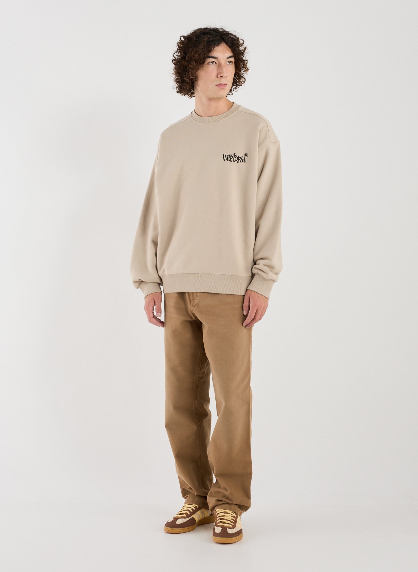 Oversized cotton screen-printed sweatshirt CARHARTT WIP Beige