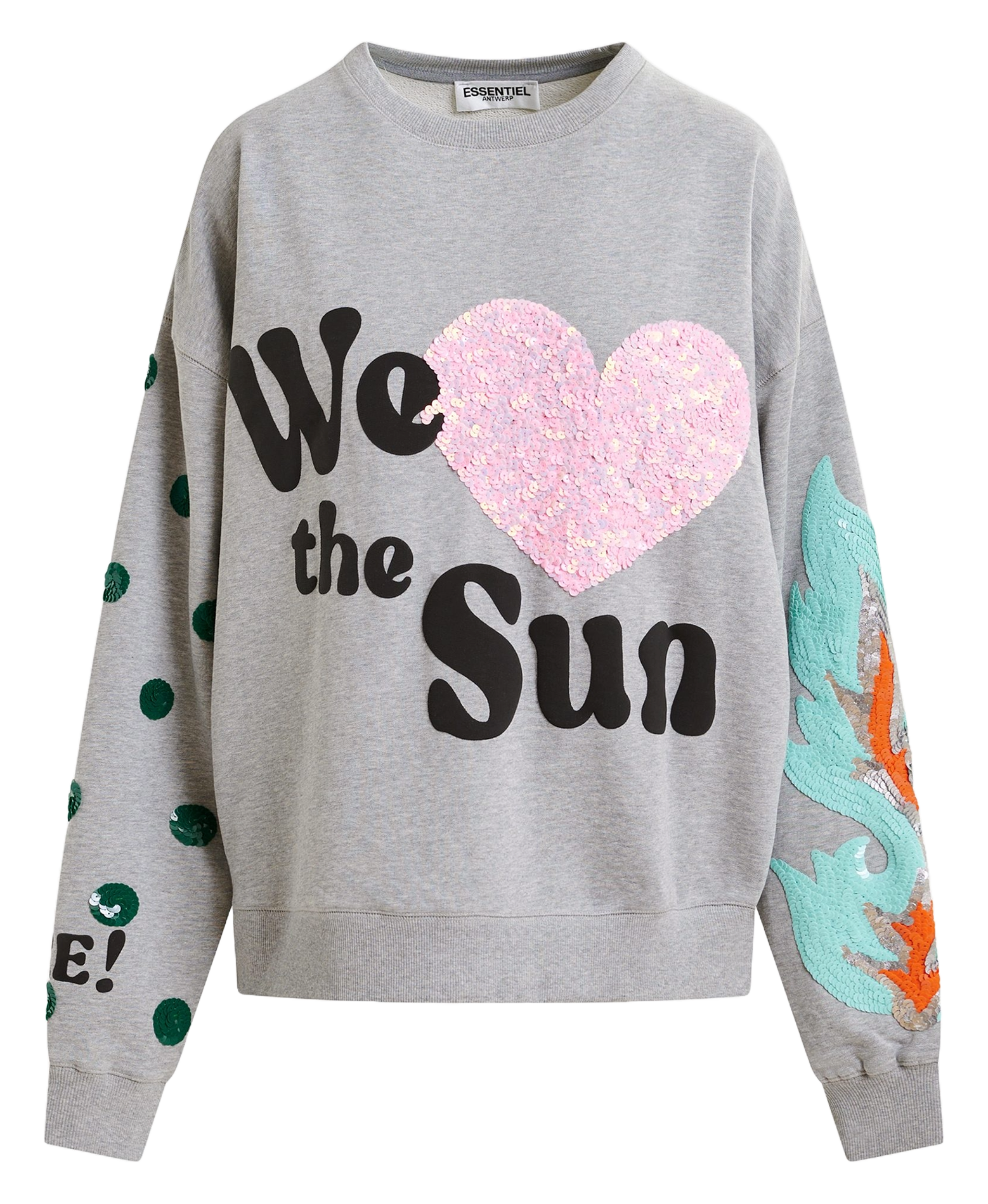 Sweat ample imprimé à broderies paillettes ihexperience ESSENTIEL ANTWERP Noir