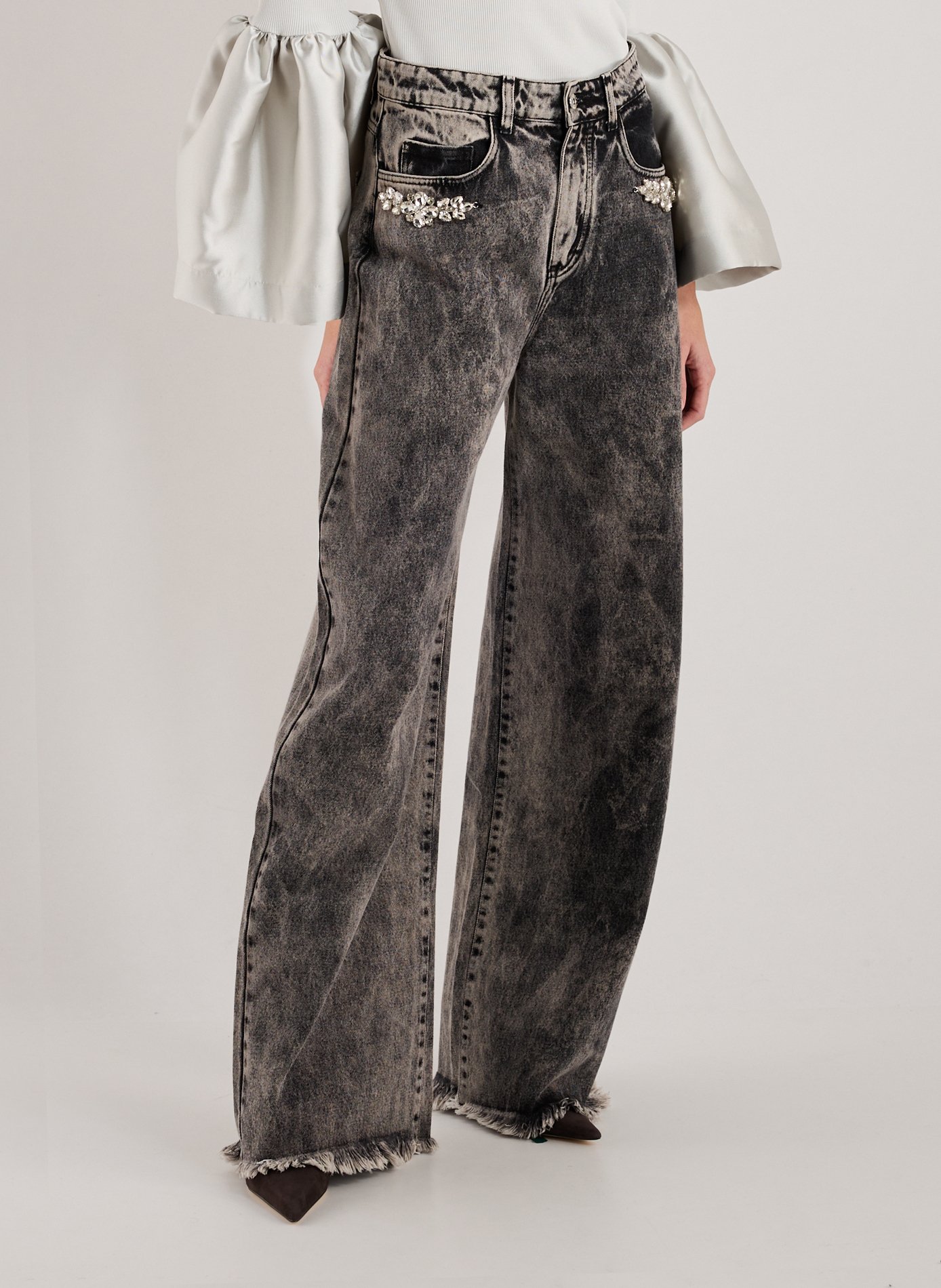 MARQUES ALMEIDA Wide-leg washed denim jeans Black