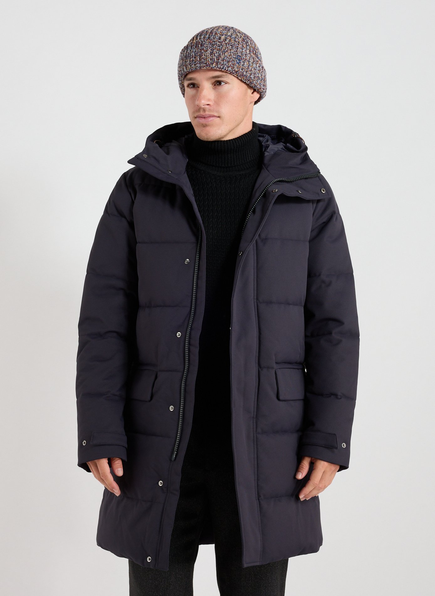 Quilted hooded straight Cosmos puffer jacket Blue by SAVE THE DUCK SAVE THE DUCK Quilted hooded straight Cosmos puffer jacket Blue