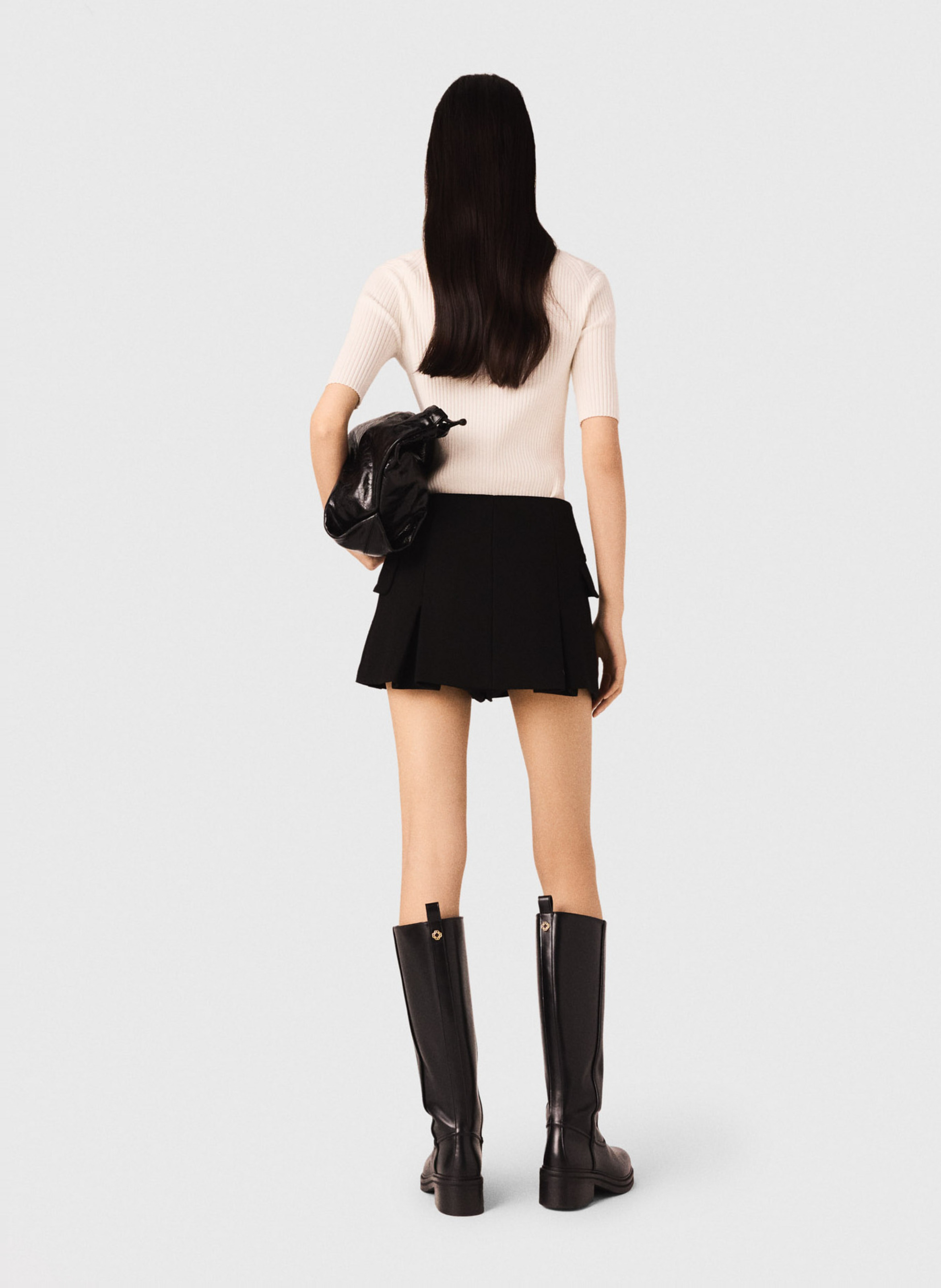 Top col rond en coton mélangé MAJE Beige