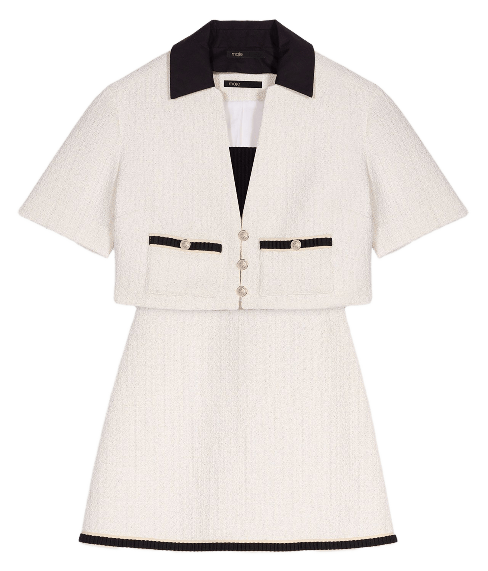 Robe courte col carré en coton mélangé MAJE Beige