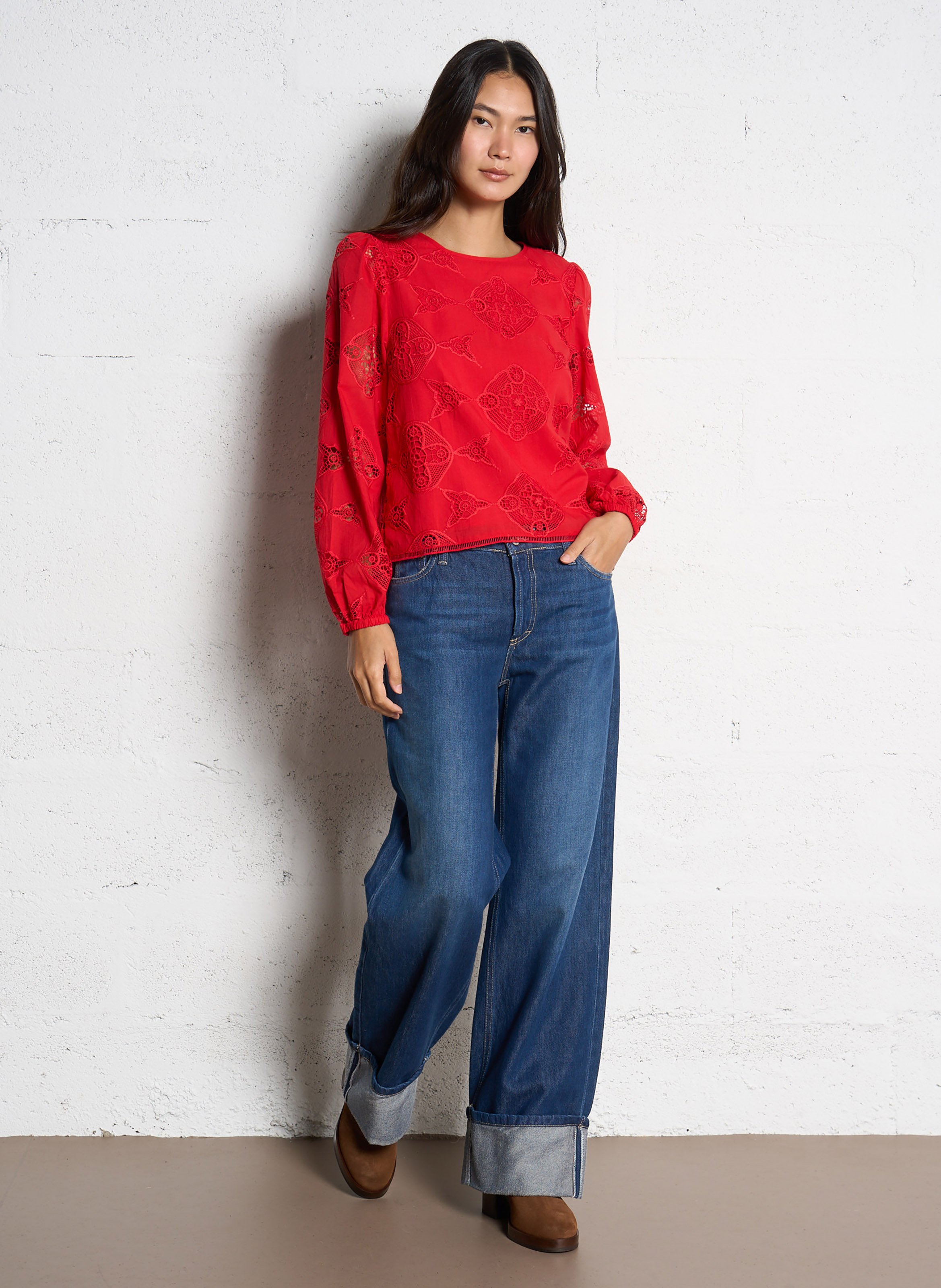 Blouse droite en coton mélangé palma MAISON 123 Rouge