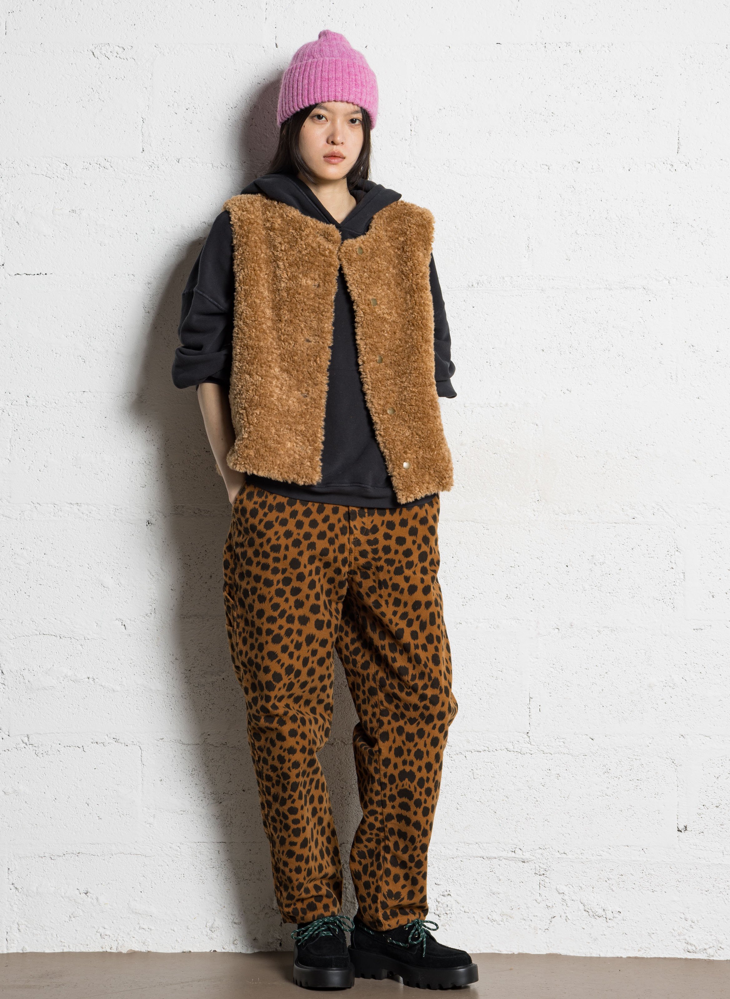 Veste en fourrure synthétique col rond brooklyn MAISON 123 Beige