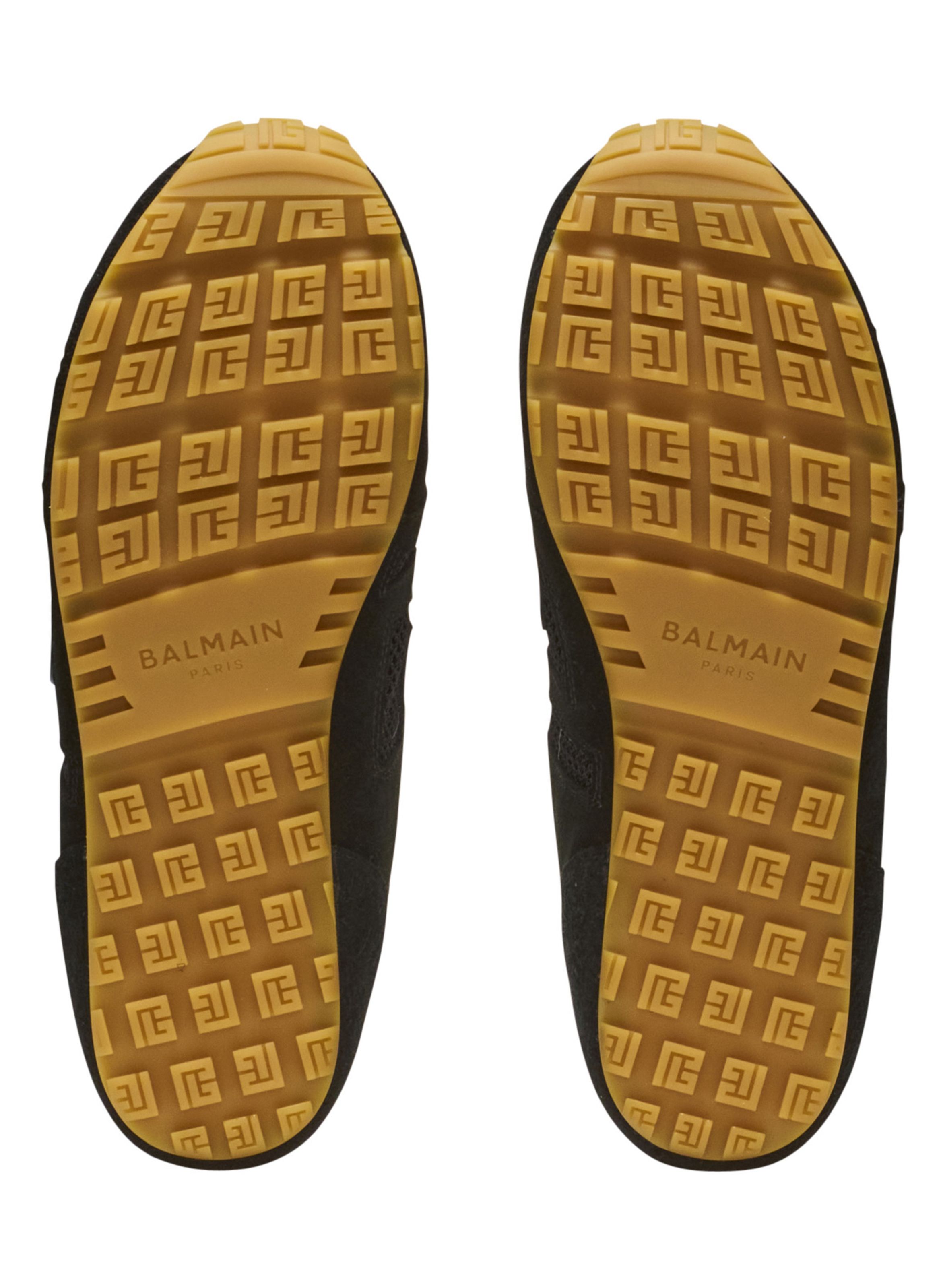 Baskets racer 45 en cuir de veau, daim et nylon BALMAIN Noir