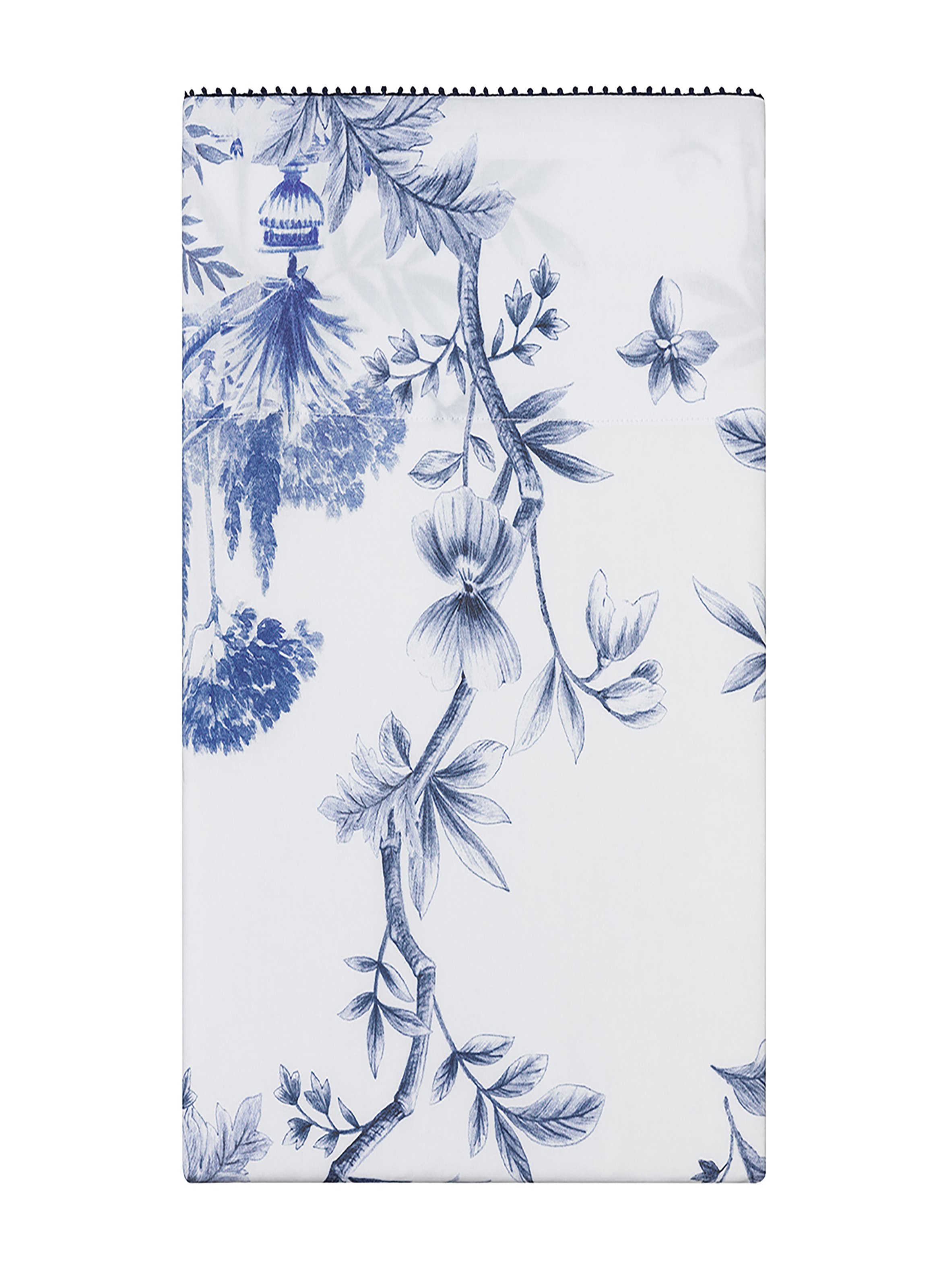 Drap plat imprimé en satin de coton bio, luberon ALEXANDRE TURPAULT Bleu