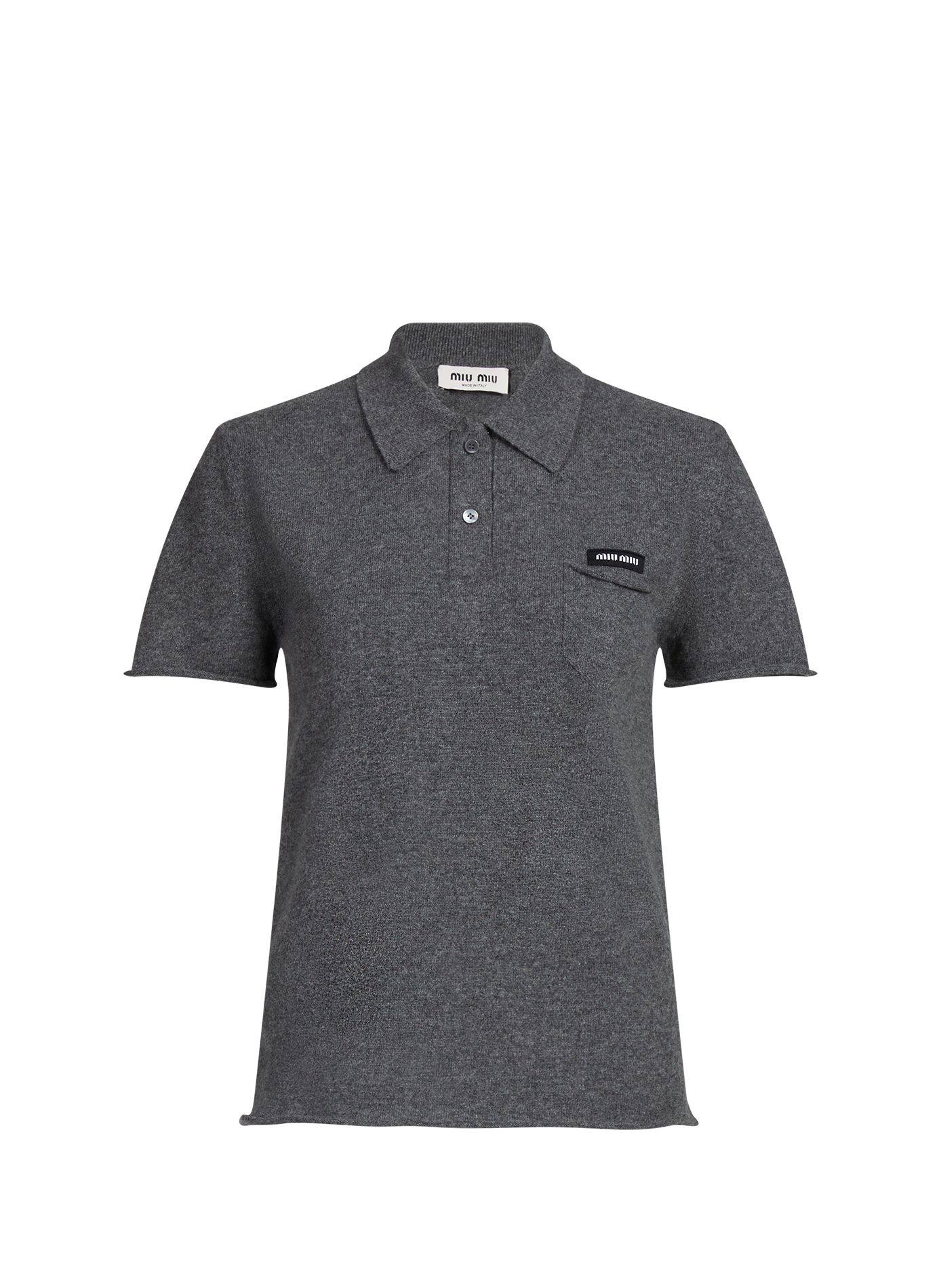 <p>Short-sleeved cashmere polo</p> MIU MIU Grey