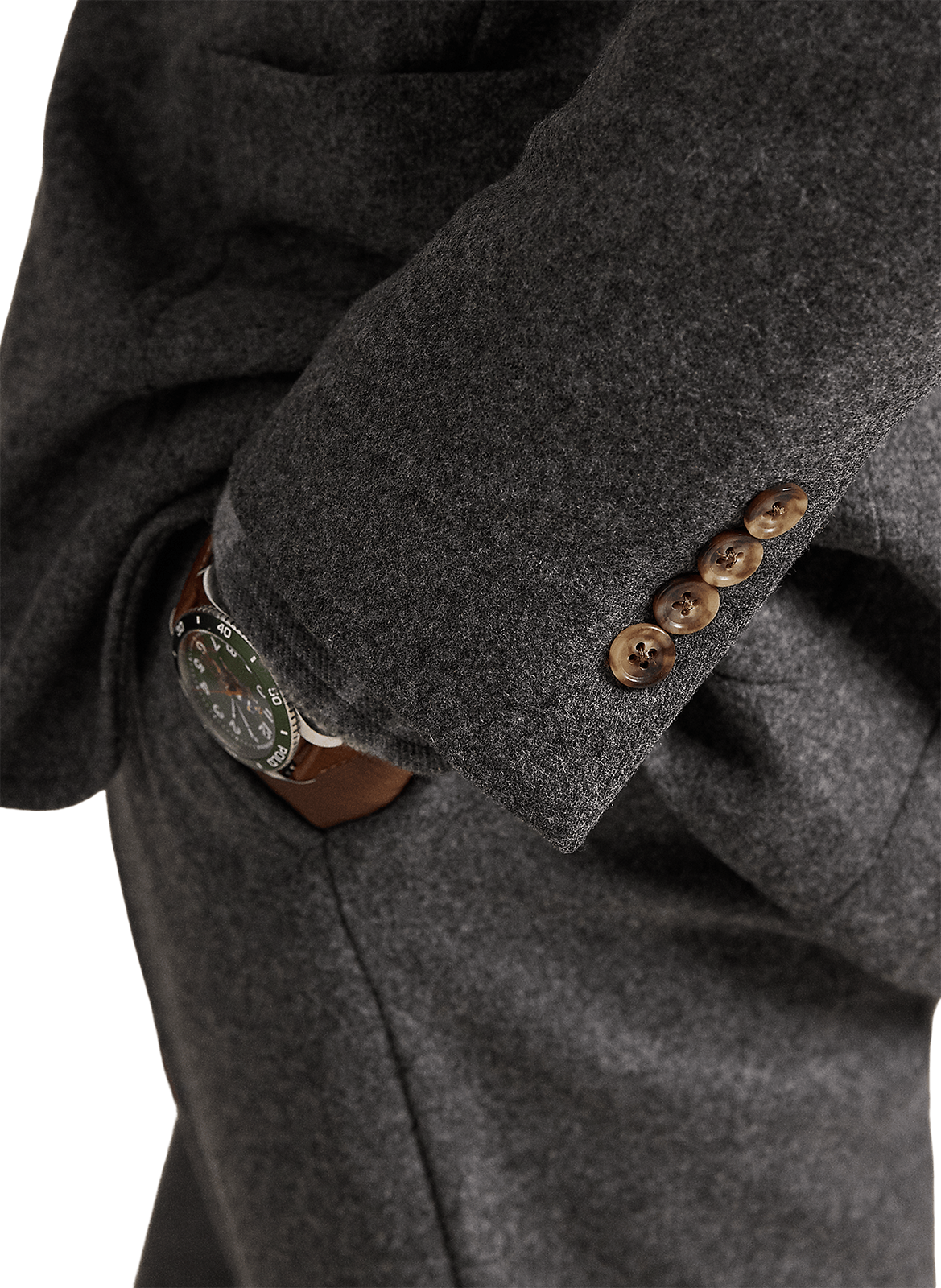 Straight blazer in wool and cotton blend POLO RALPH LAUREN Grey