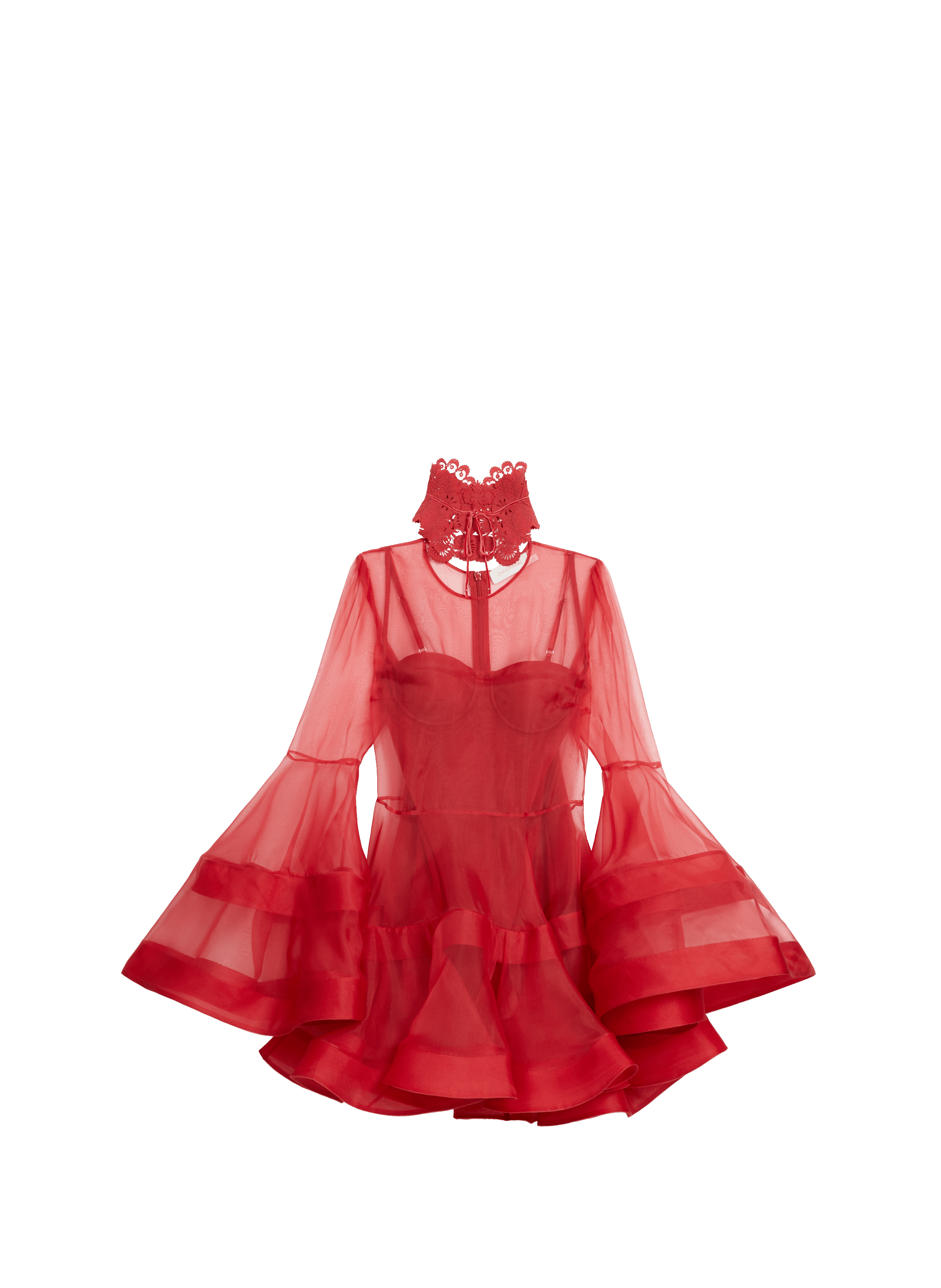 Short dress Lantern Rebellion in silk ZIMMERMANN Red