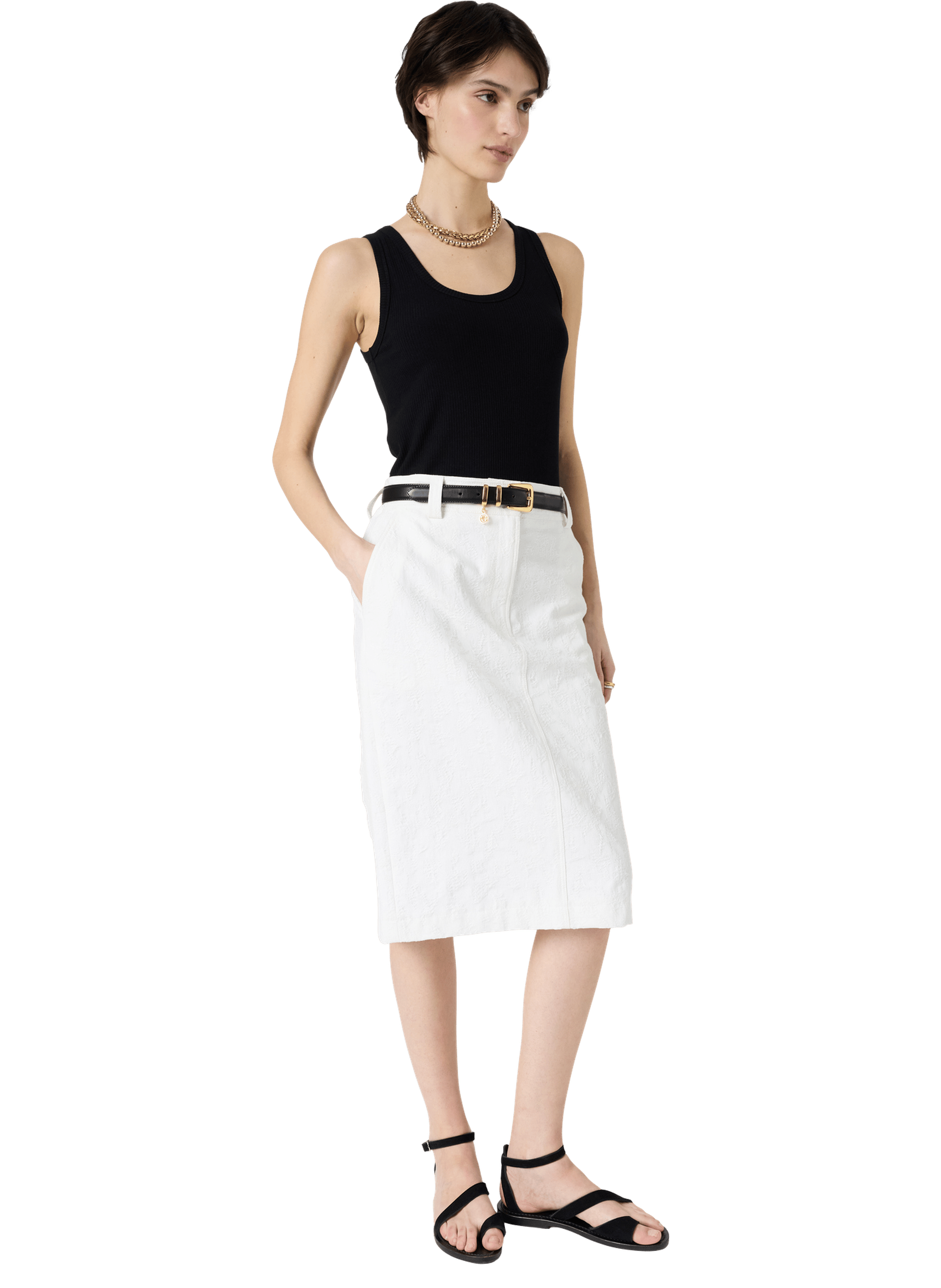 Jupe droite en jacquard - jalila GERARD DAREL Blanc