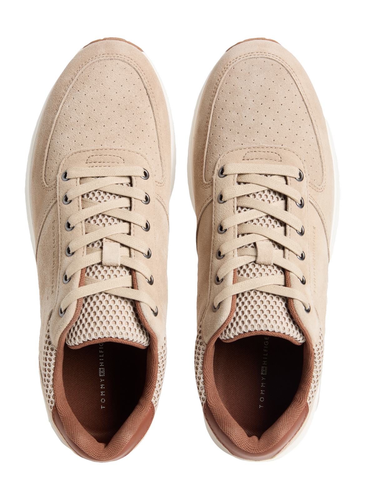 Baskets basses en cuir de vache TOMMY HILFIGER Beige