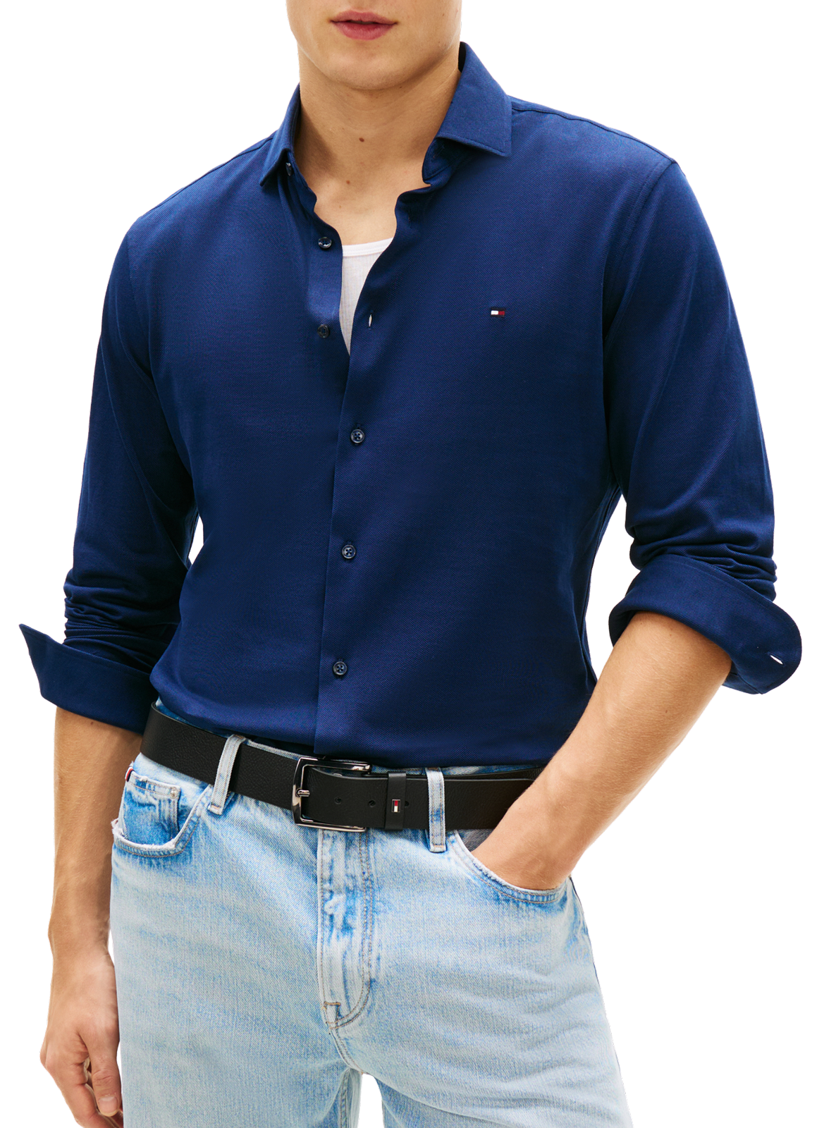 Slim logo cotton shirt TOMMY HILFIGER Blue