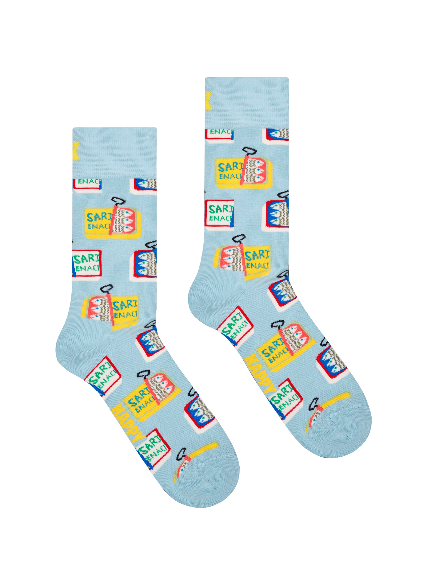 Chaussettes mi-hautes imprimées en coton mélangé HAPPY SOCKS Bleu