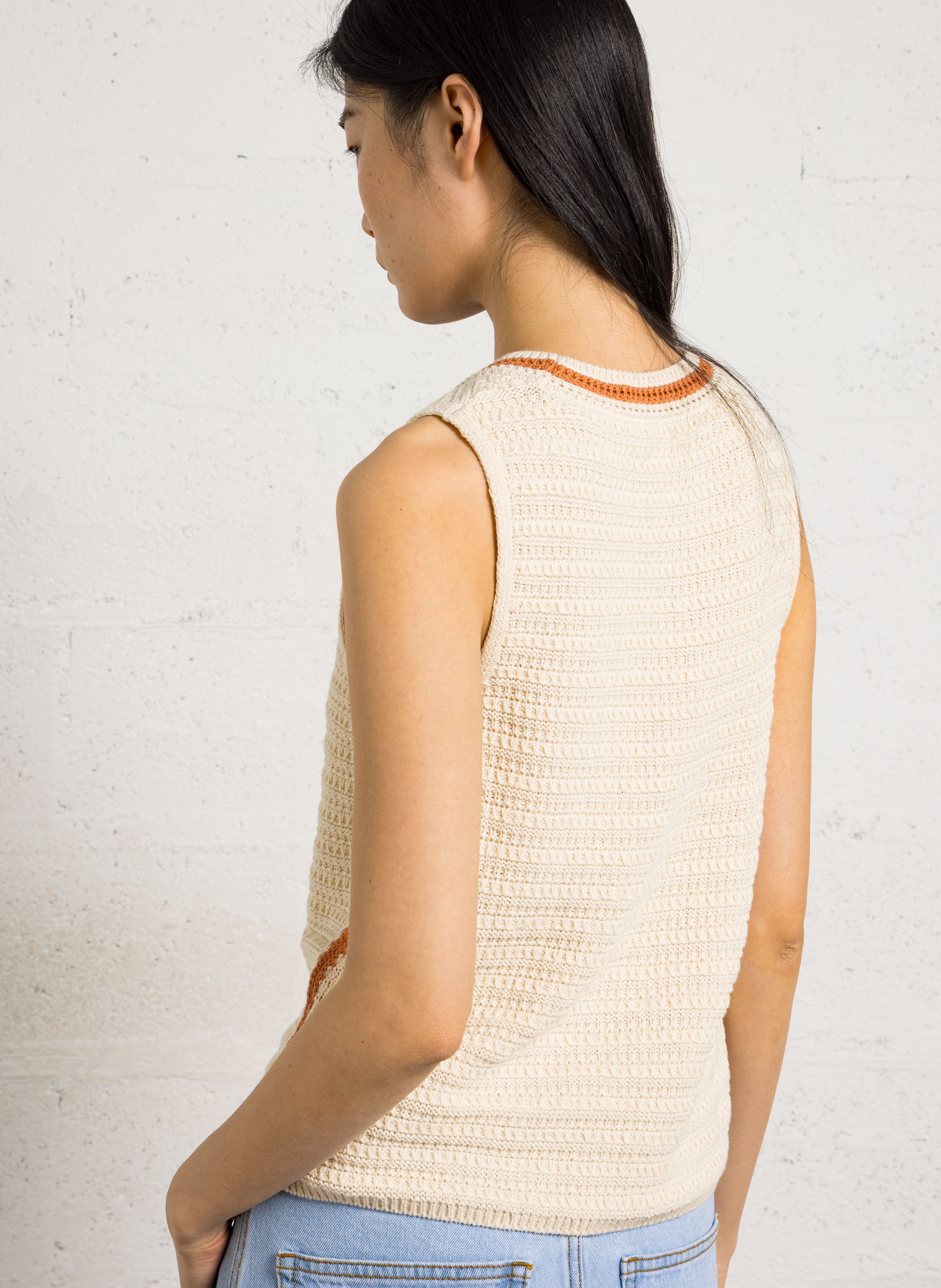 Pull droit col rond en coton pavana MAISON 123 Beige