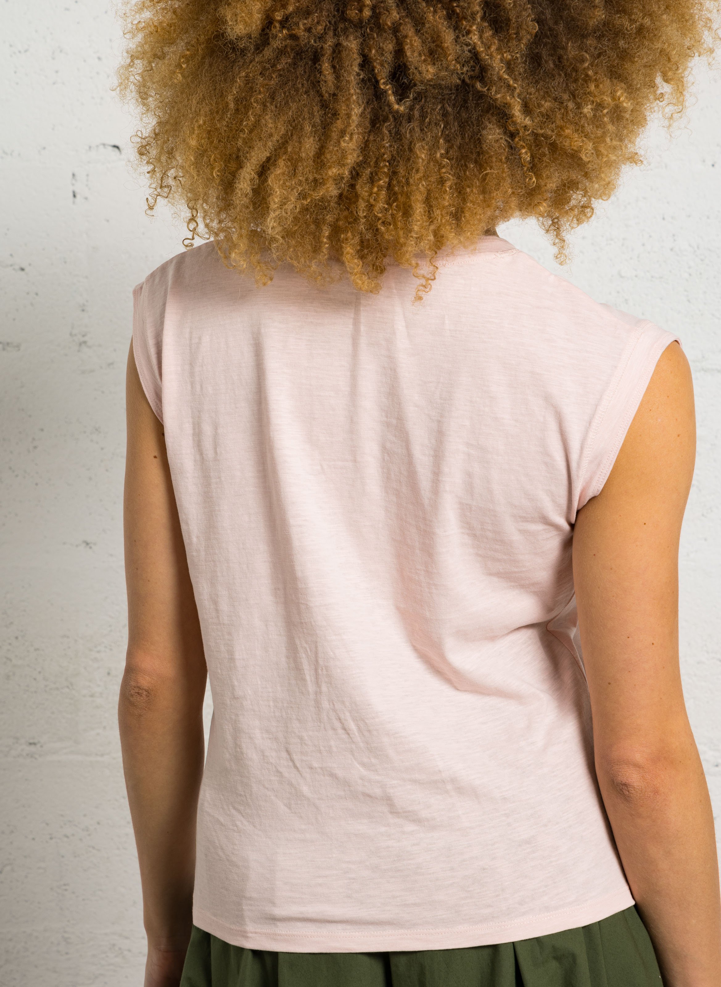 Tee-shirt col v en coton delya MAISON 123 Rose