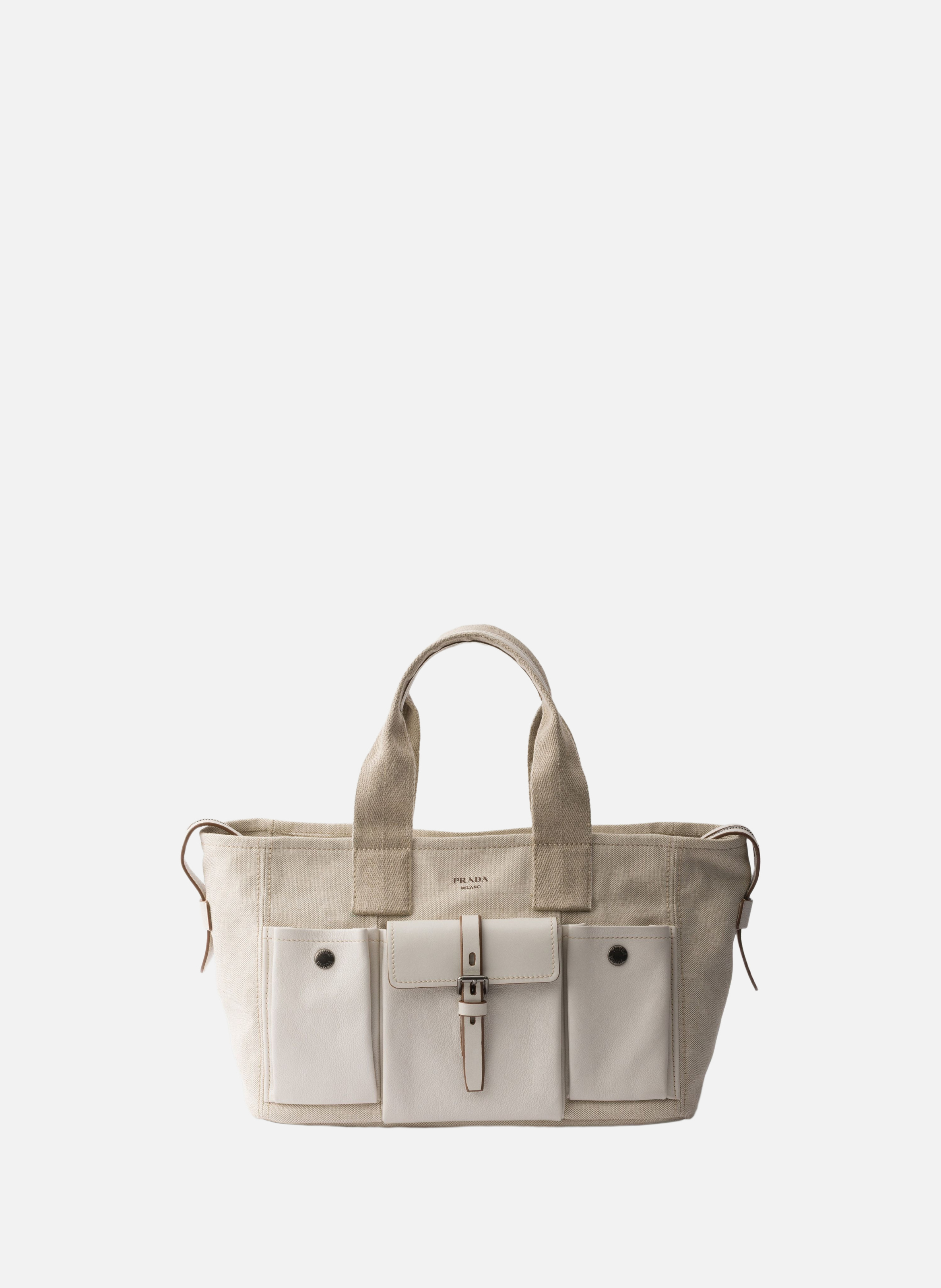 Cabas prada route en toile et cuir PRADA Beige