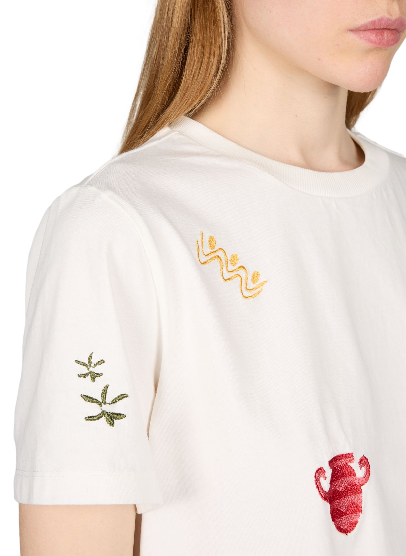 T-shirt brodé Objlunai en coton OBJECT Blanc