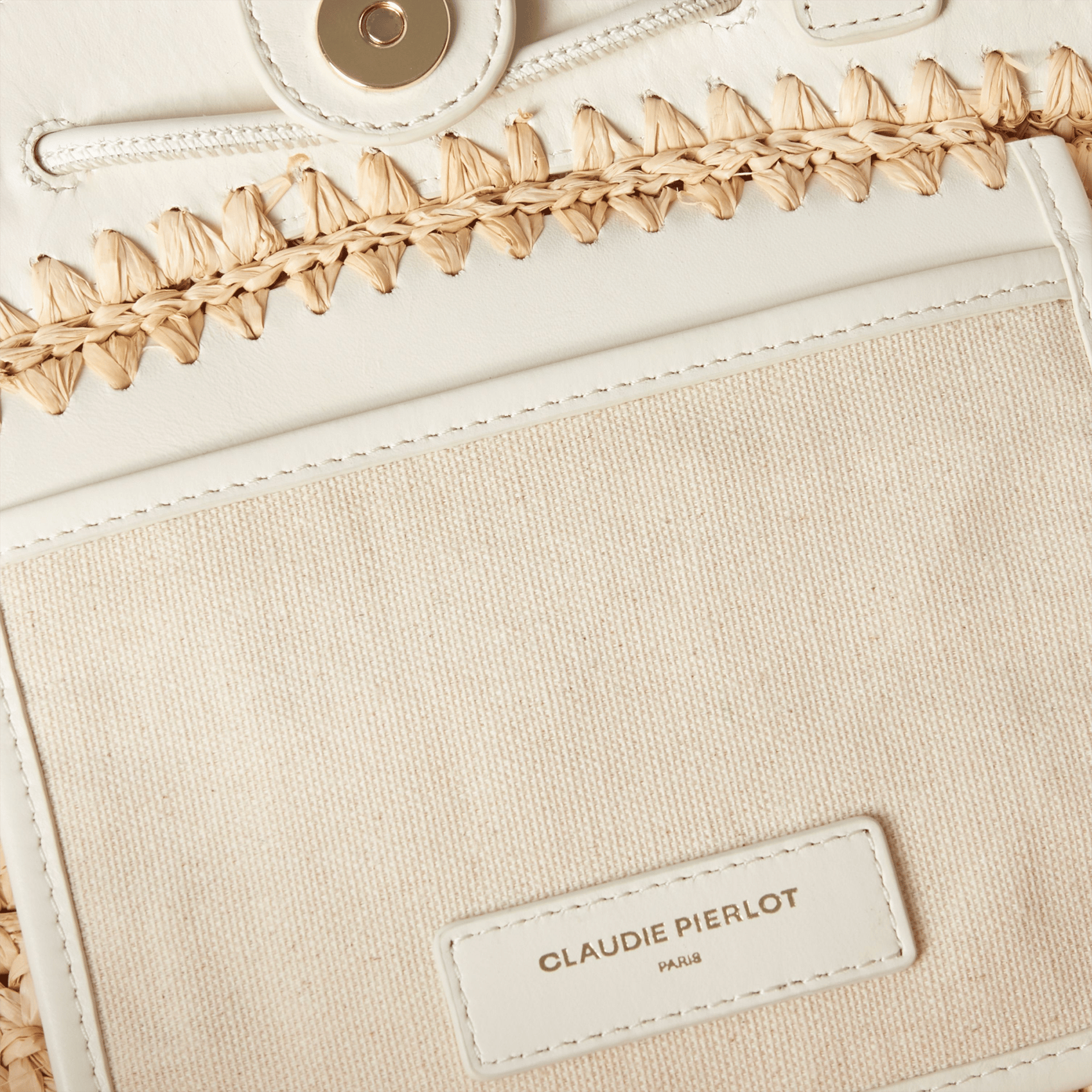 Panier en rephia tressé et cuir lisse CLAUDIE PIERLOT Beige