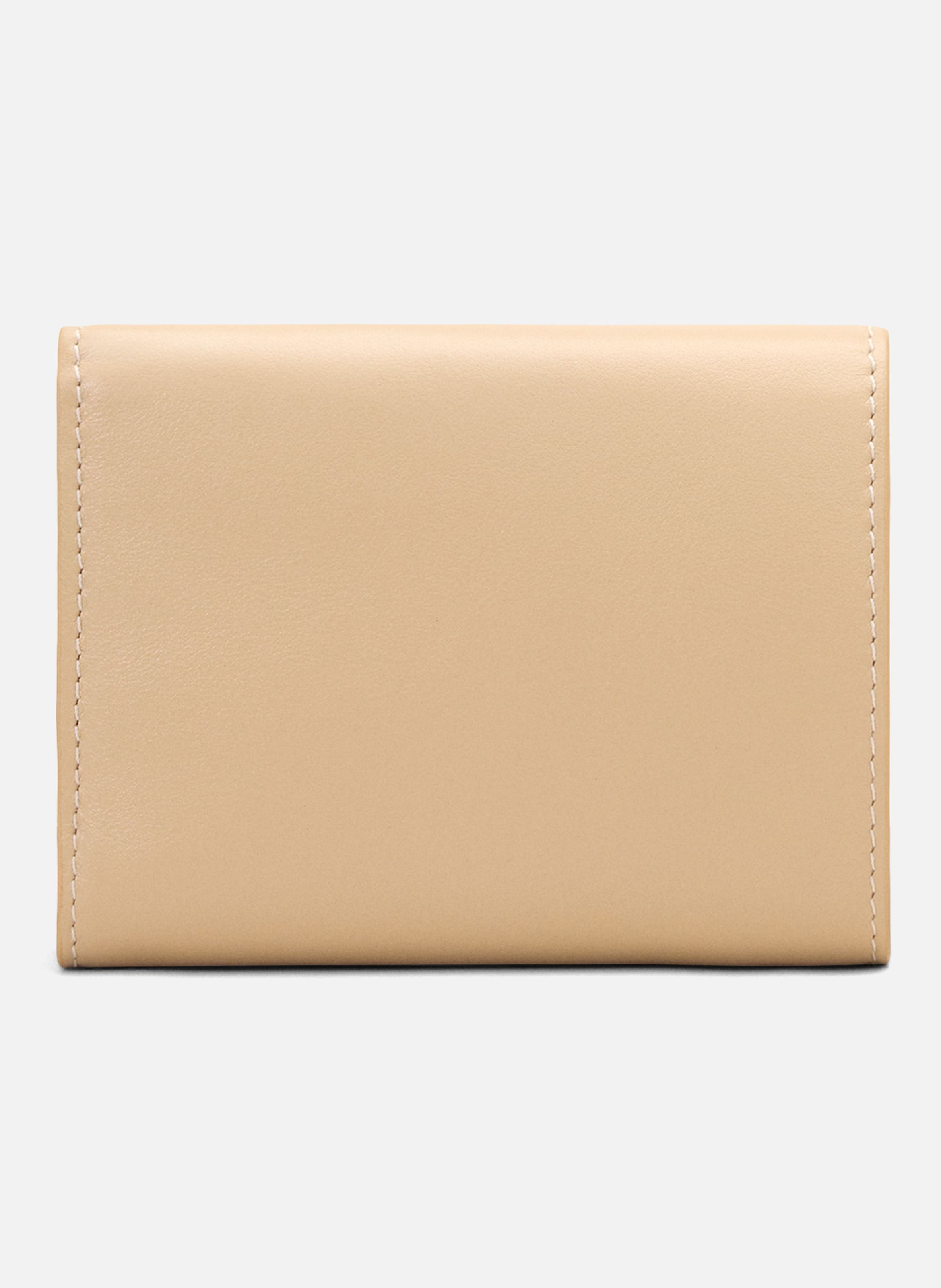 Portefeuille à triple volet unisexe en cuir de vachette ami de coeur AMI PARIS Beige