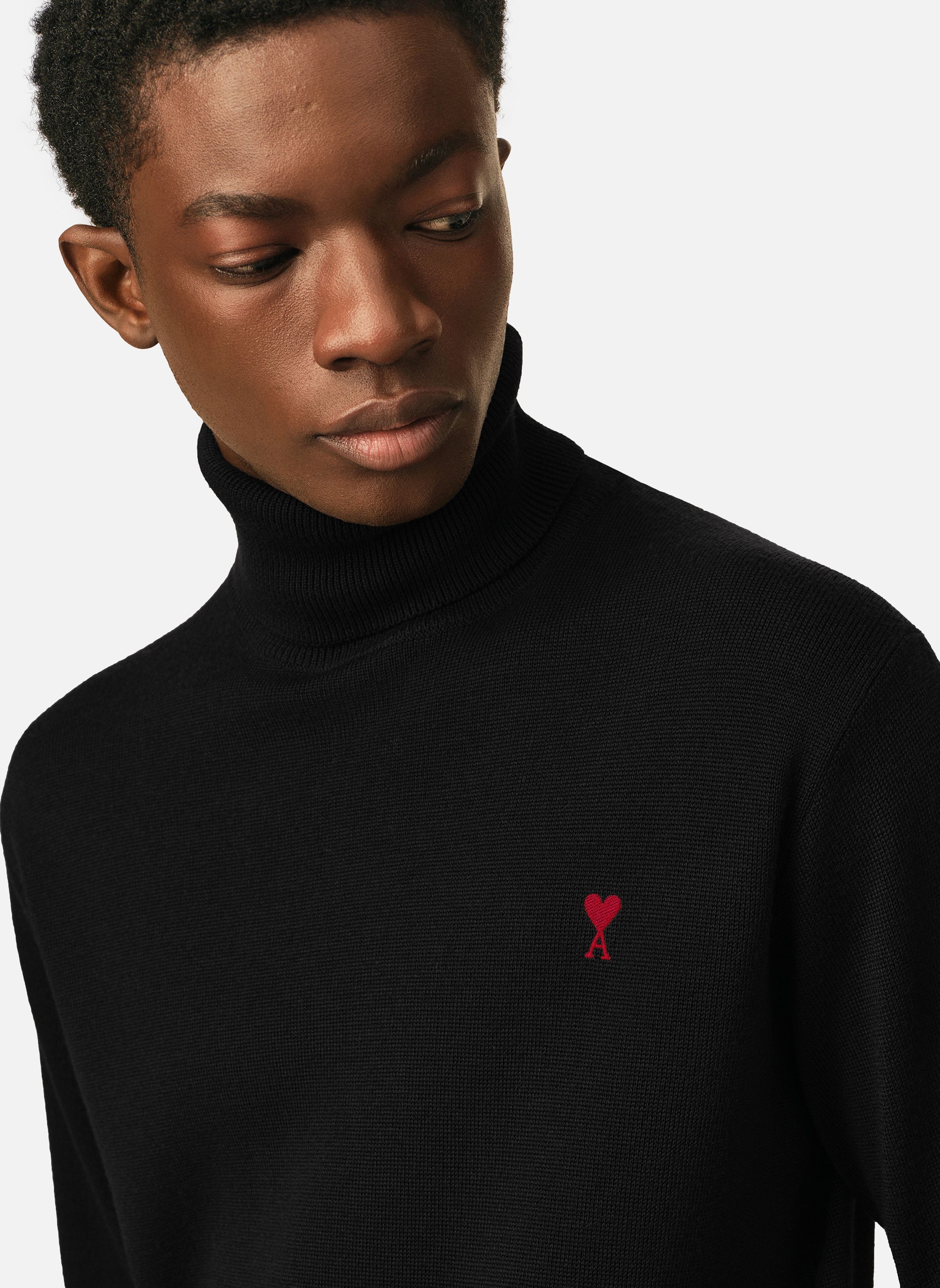 Pull col roulé  ami de coeur en laine AMI PARIS Noir