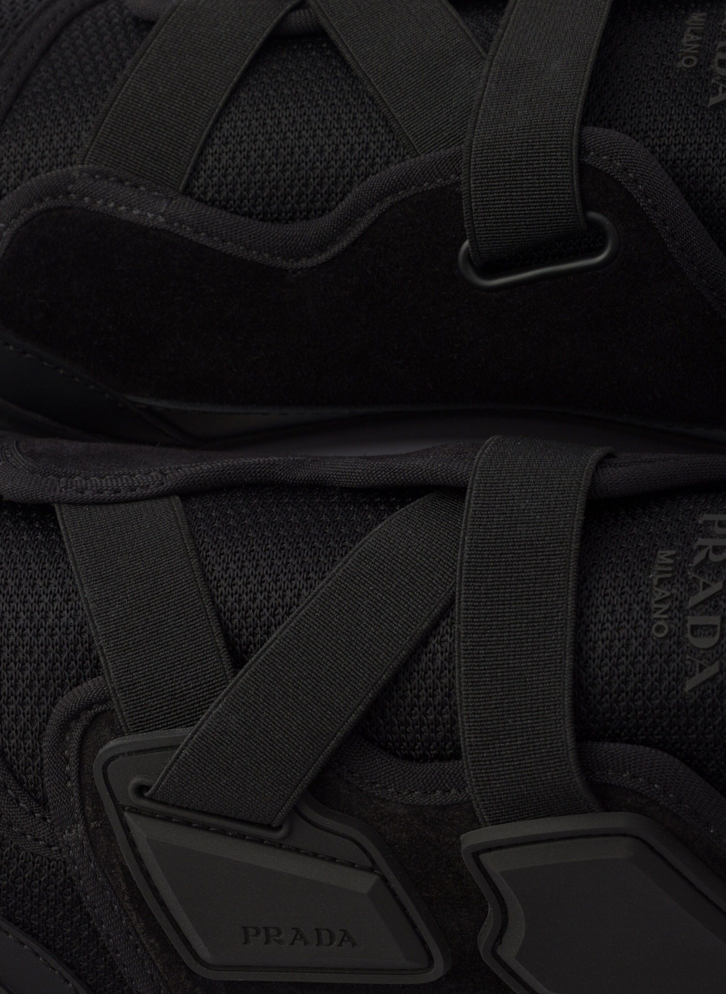 Sneakers speedrock en cuir et tissu mesh PRADA Noir