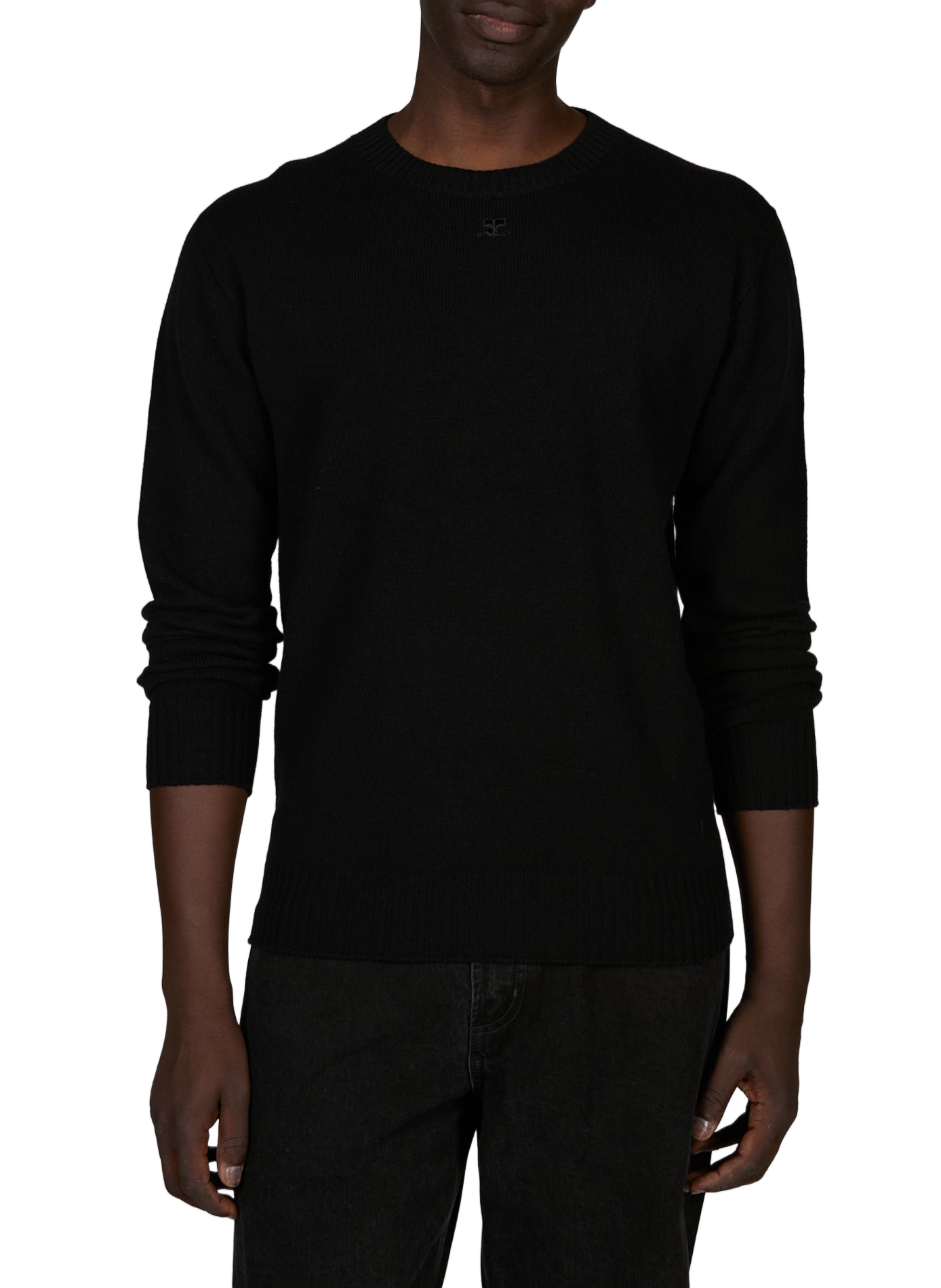 Pull droit en laine mérinos  COURRÈGES Noir