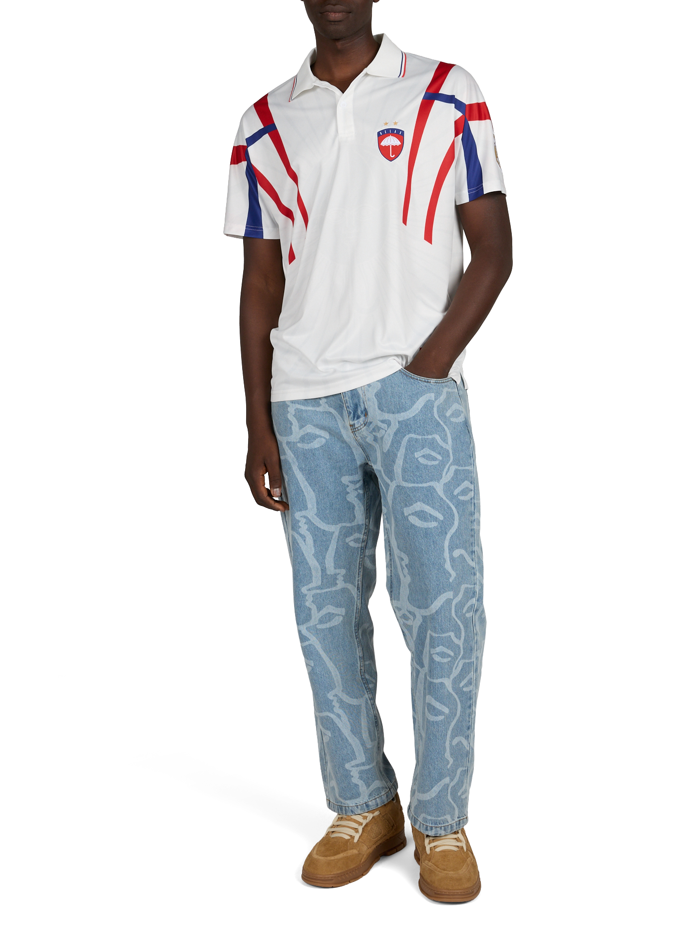 Football polo collar t-shirt HELAS CAPS White