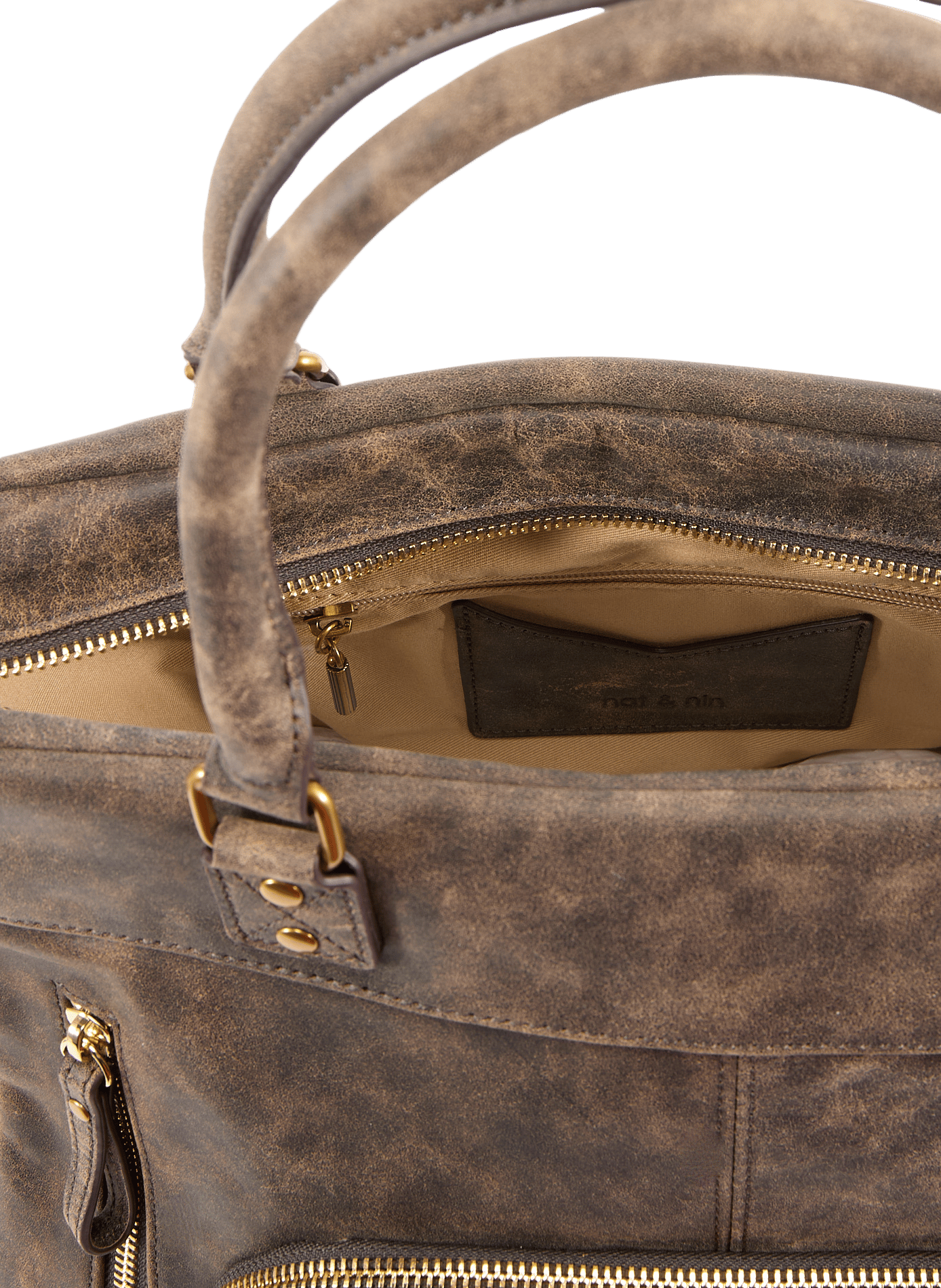 Leather laptop bag NAT & NIN Brown