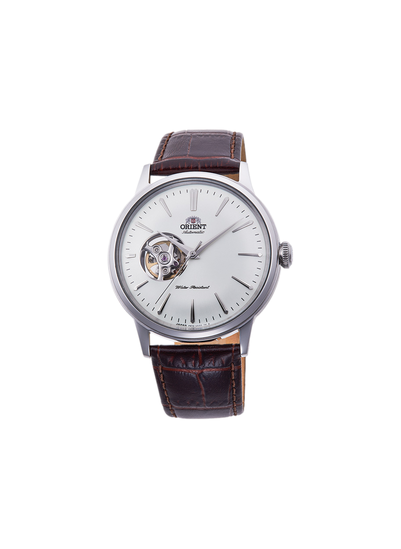 Automatische Uhr mit offenem Herzen aus Leder. ORIENT Weiss