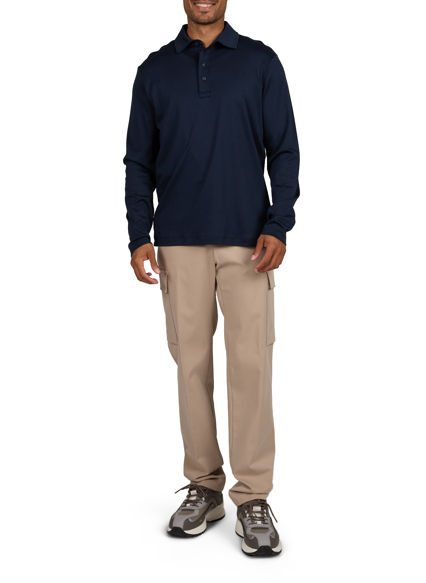 Straight fit long-sleeved cotton polo PAUL & SHARK Blue