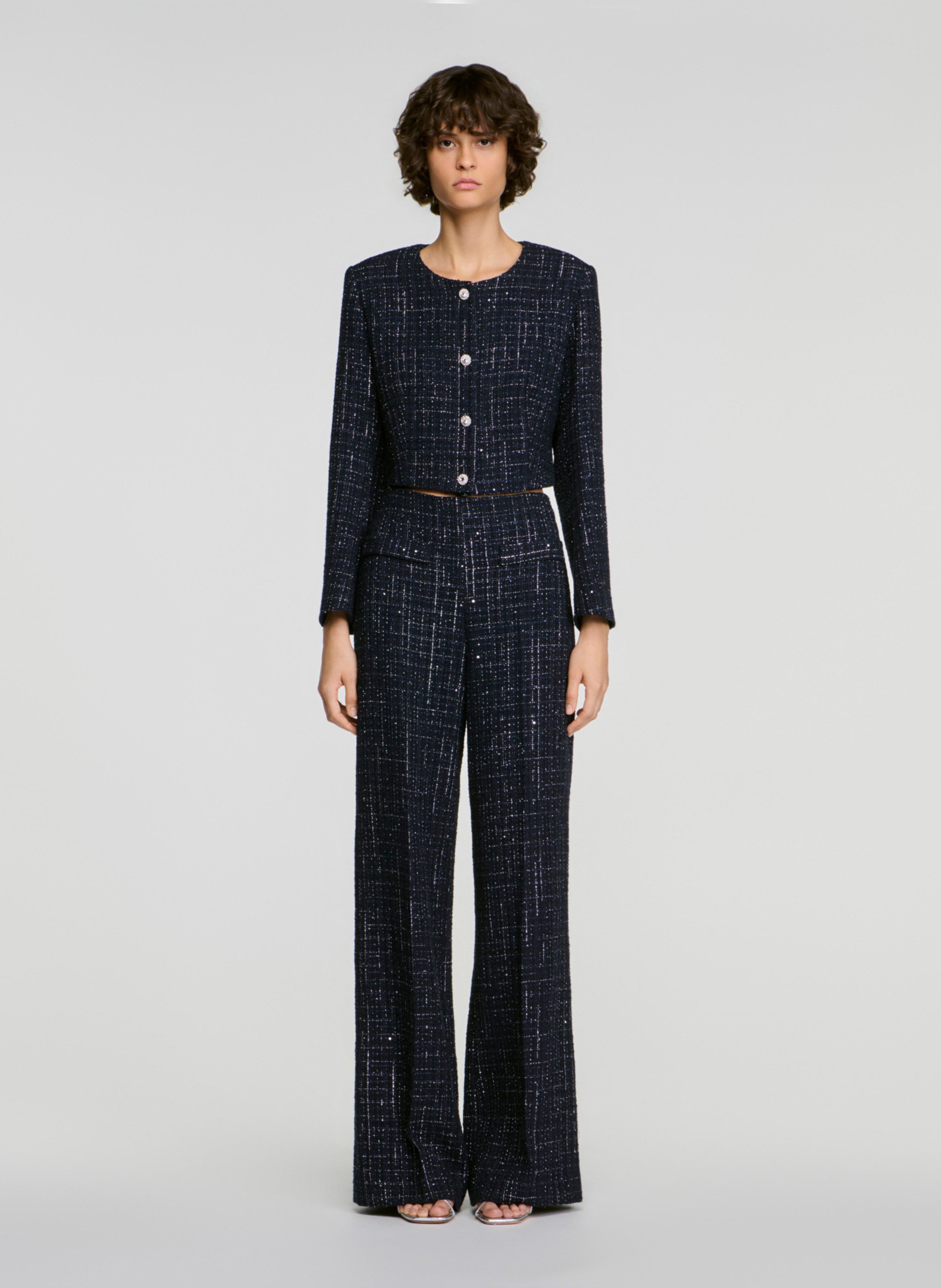 Veste courte ajustée en coton mélangé SANDRO Bleu