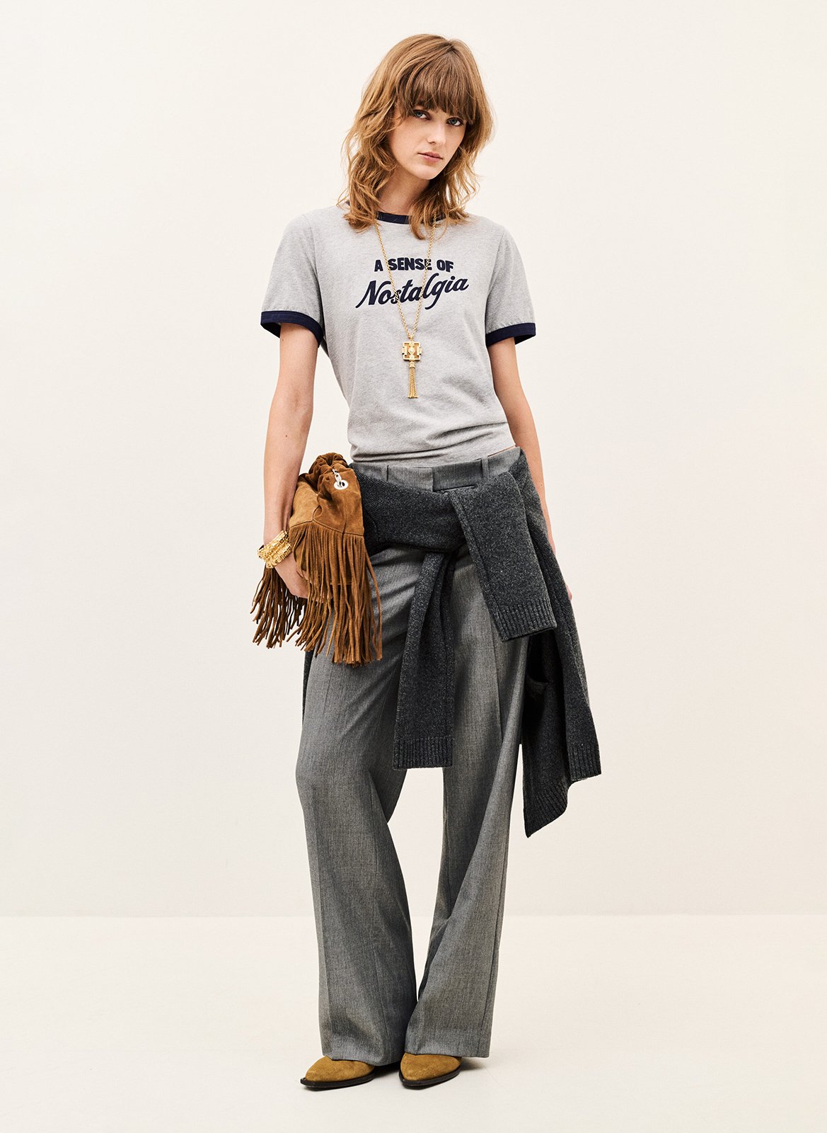 Effen rechte pantalon in pistachekleur | Grijs BA&SH Dames