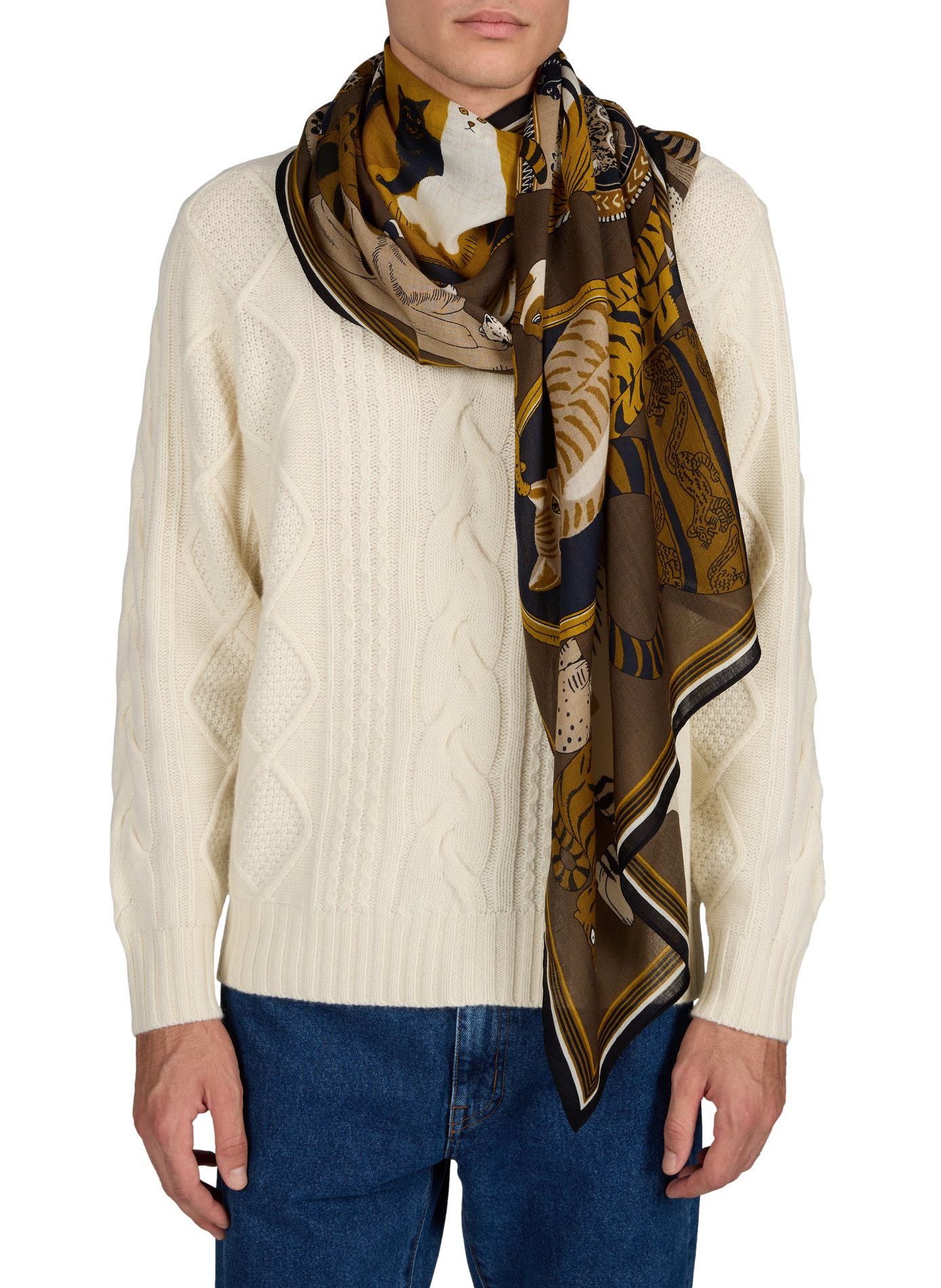 Bedrucktes Wolltuch INOUI EDITIONS Khaki