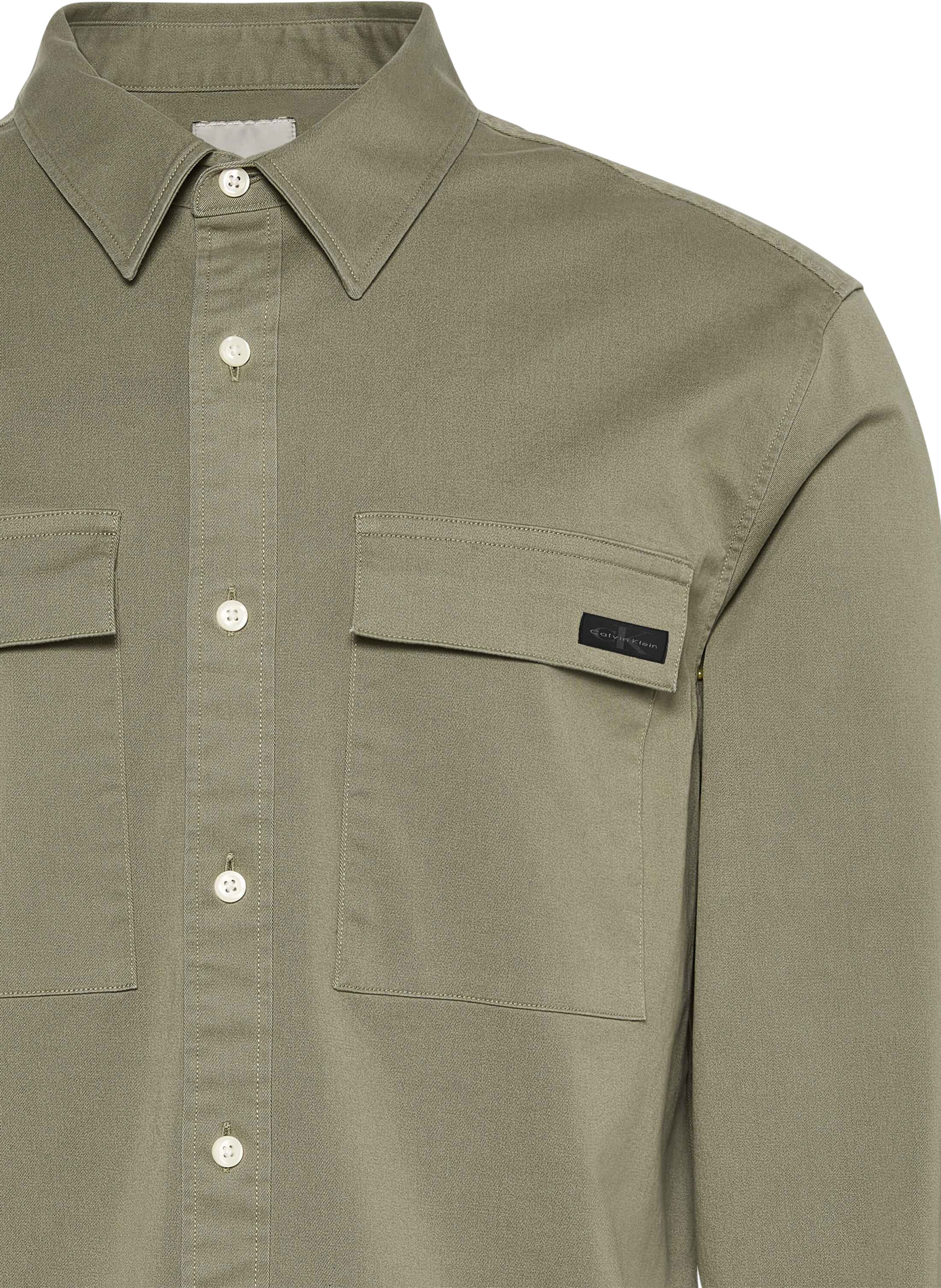 Sobrecamisa recta de cuello clásico en mezcla de algodón CALVIN KLEIN Caqui