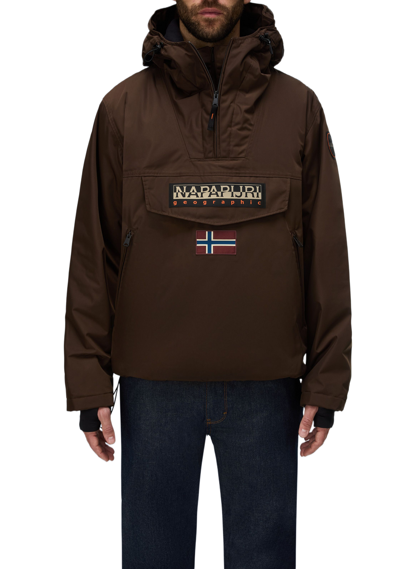 Kapuzenjacke mit Reißverschlusskragen | Braun NAPAPIJRI Herren
