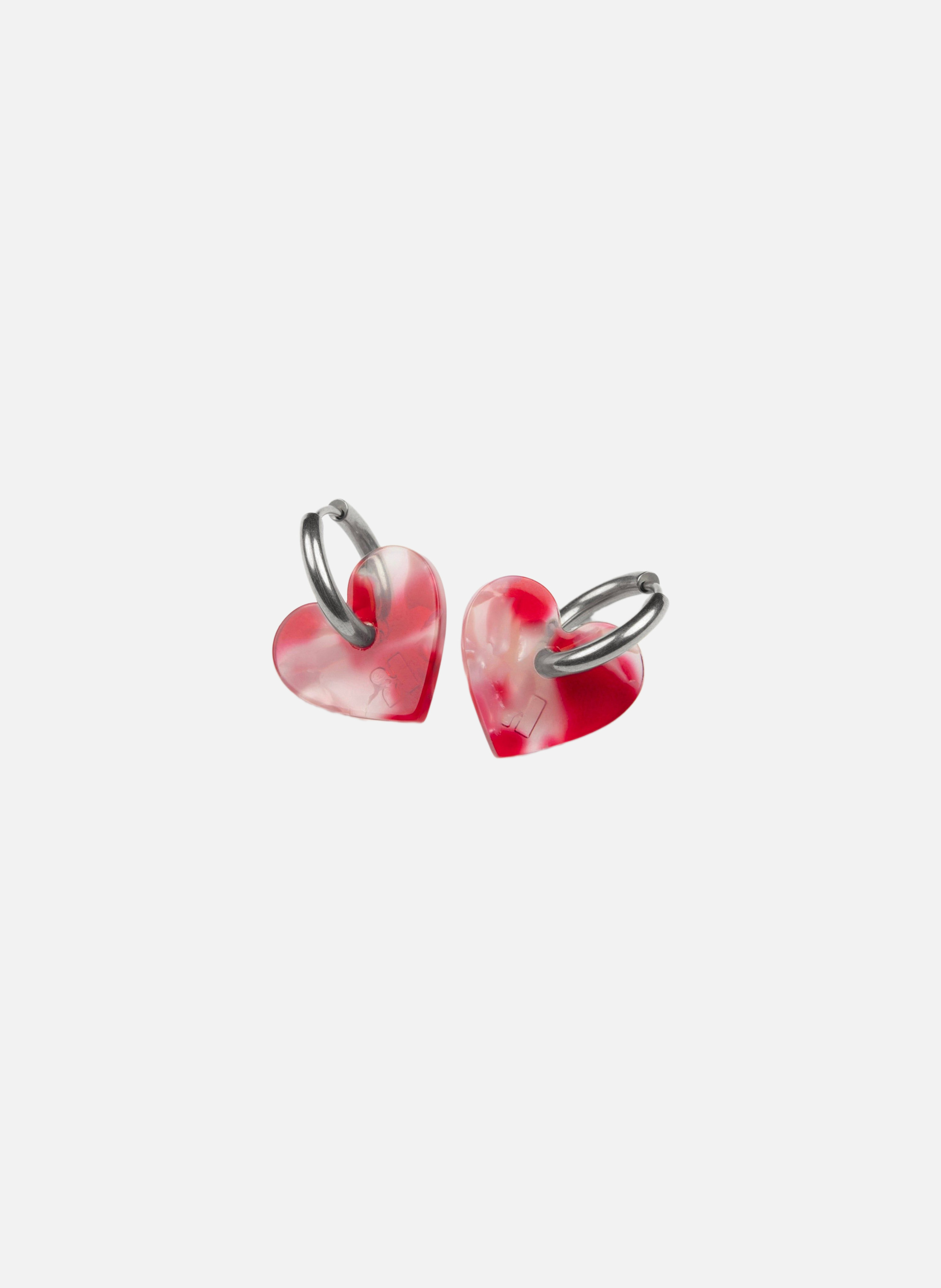 Boucles d'oreilles lova lova avec anneaux en acier inoxydable argenté | Rouge KURAGE GINZA Montres et Bijoux