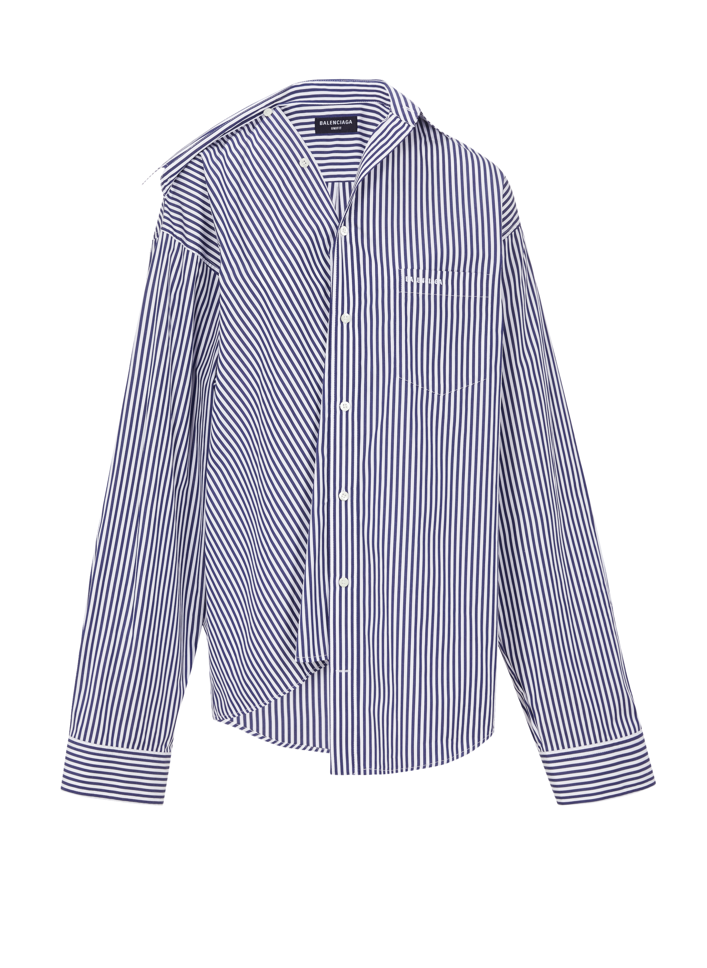 Chemise rayée asymétrique en popeline de coton