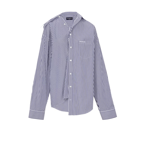 Chemise rayée asymétrique en popeline de coton
