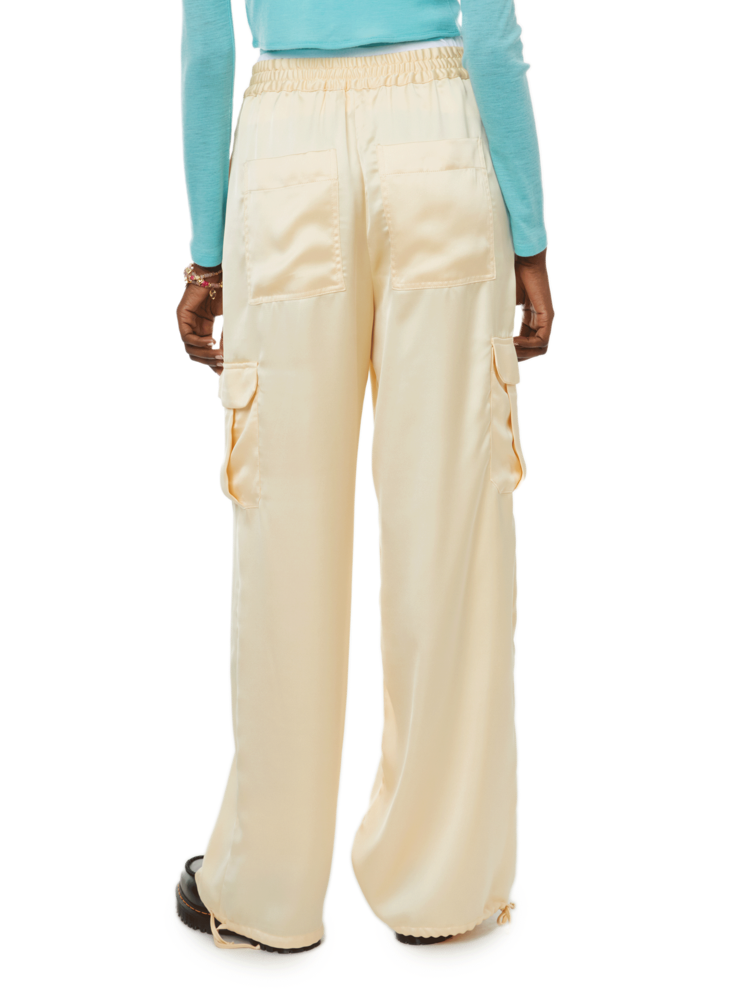 Pantalon satiné en polyester recyclé mélangé SAISON 1865 Beige