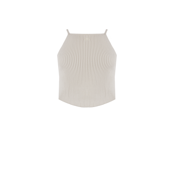 Courrèges Ribbed Top With Logo In Neutral